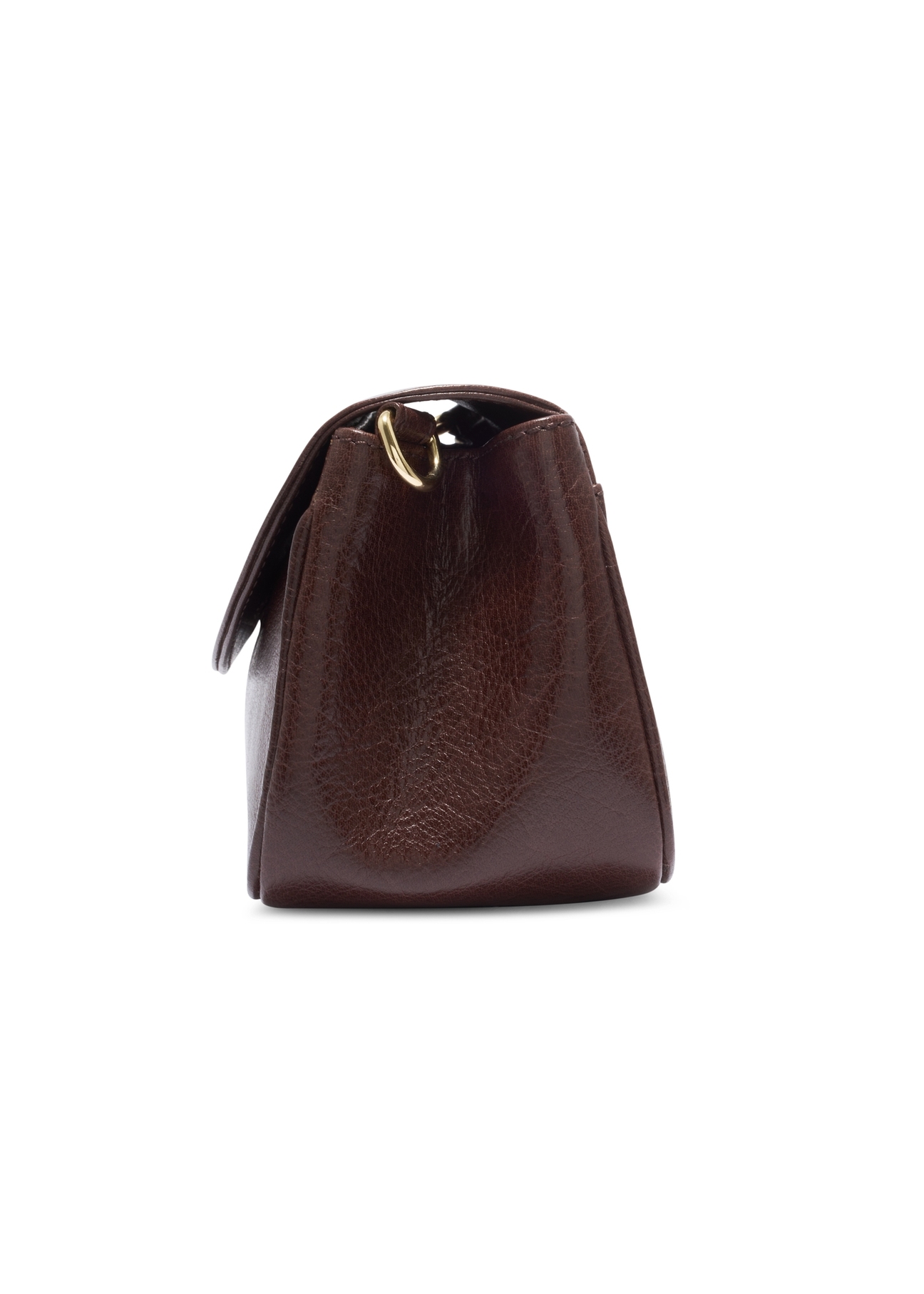 Classic brown leather women's handbag TORES-1371-1H(Z26). Side view on a white background.