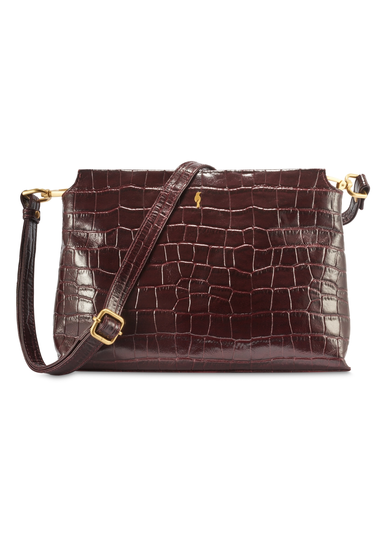 Burgundy croco women's handbag TORES-1159E-49(Z25), product view from the front on a white background.