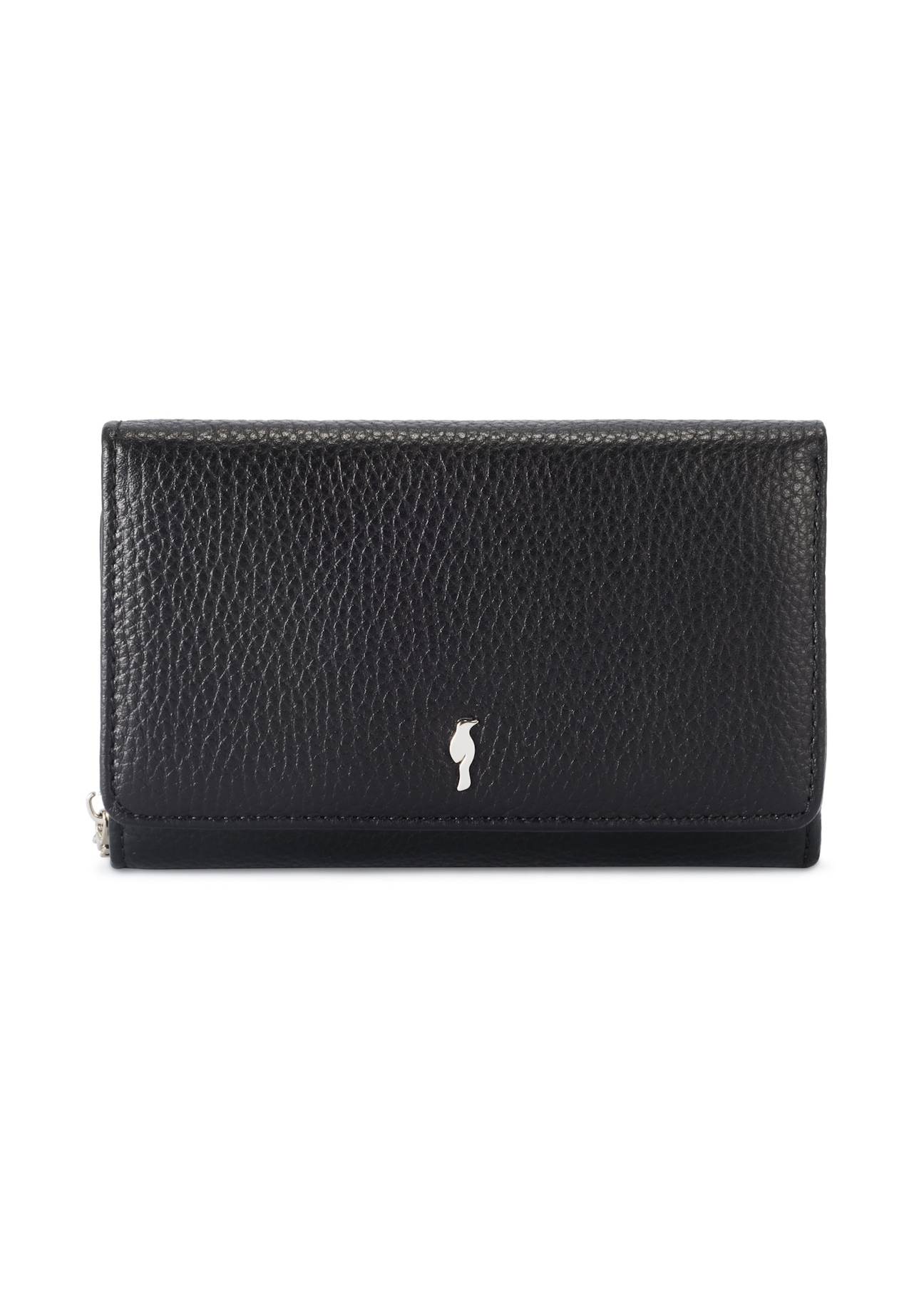 Large black leather women's wallet PORES-0801R-98(Z25), front product view on white background.