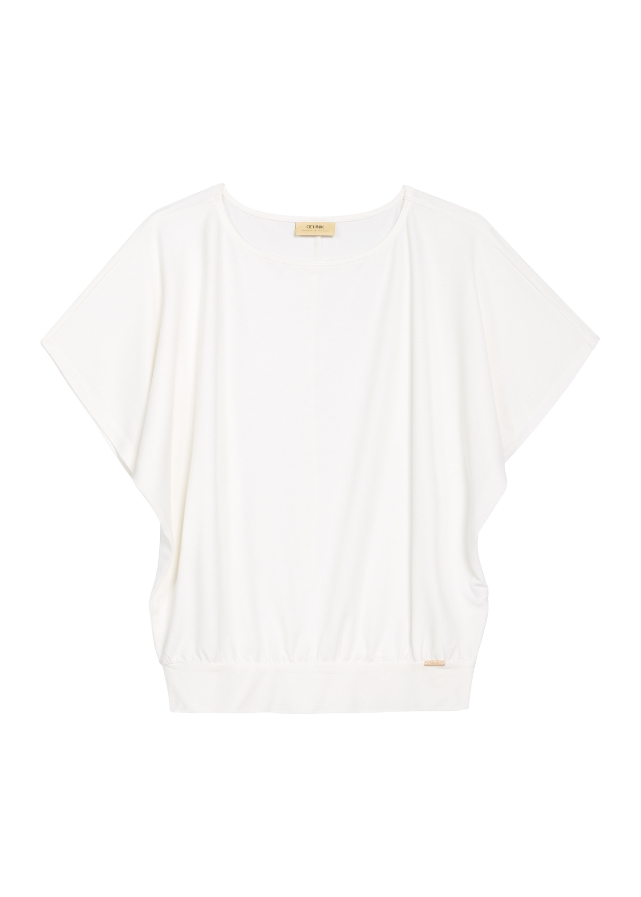 Women's white blouse with cuff BLUDT-0170-0B(W26) - front product view on white background.