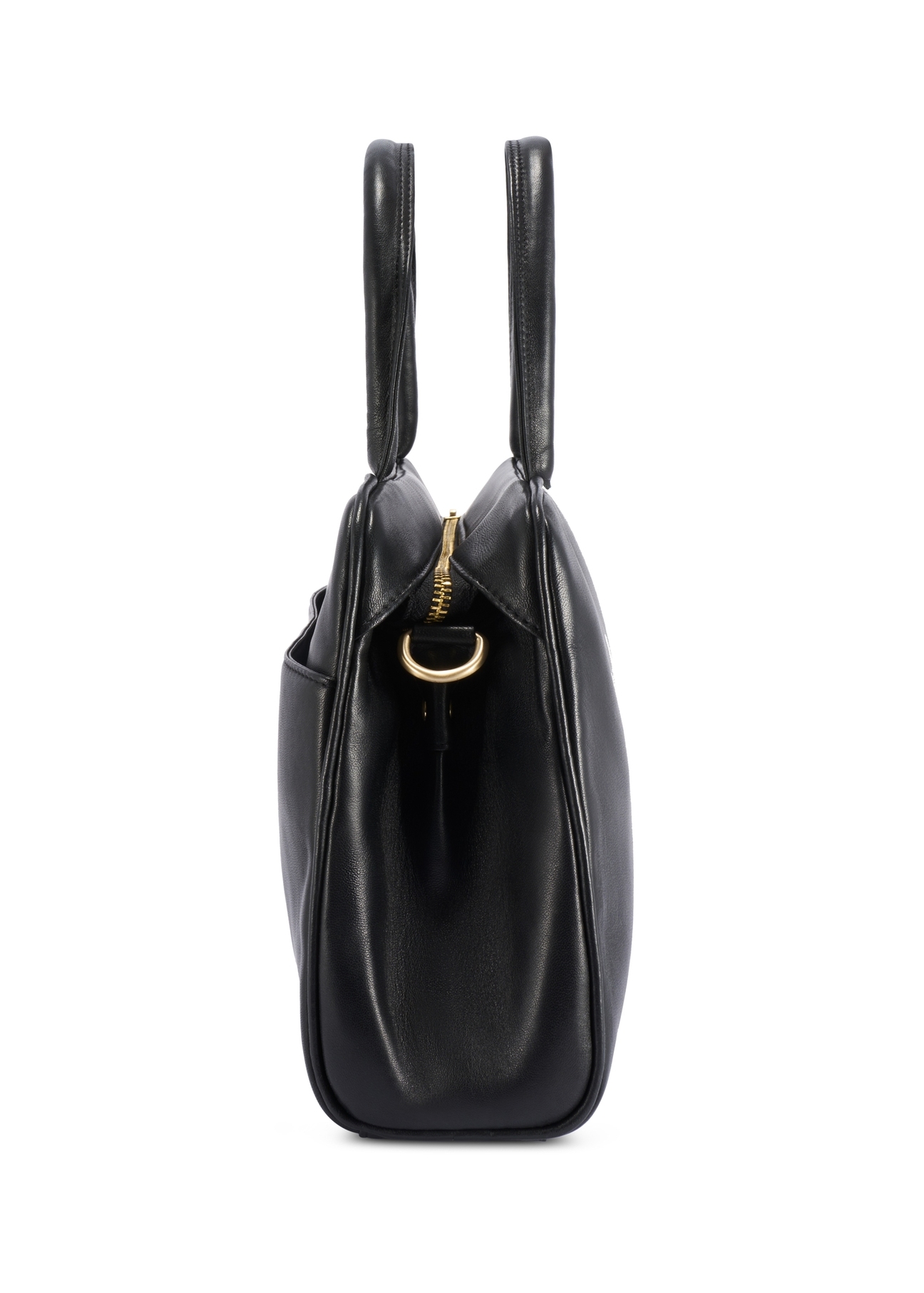 Black leather business women's bag TORES-1240-99(W26) - side product view, on white background.