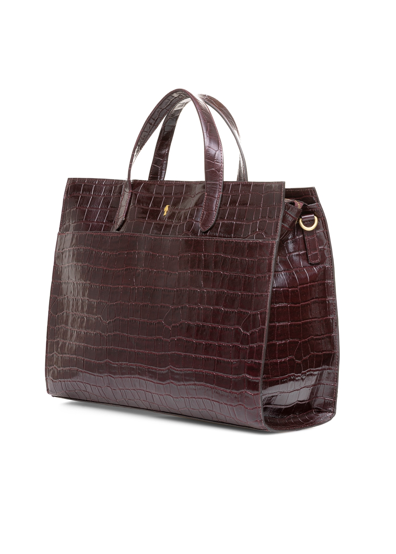 Burgundy large croco leather handbag TORES-1132E-49(Z25)