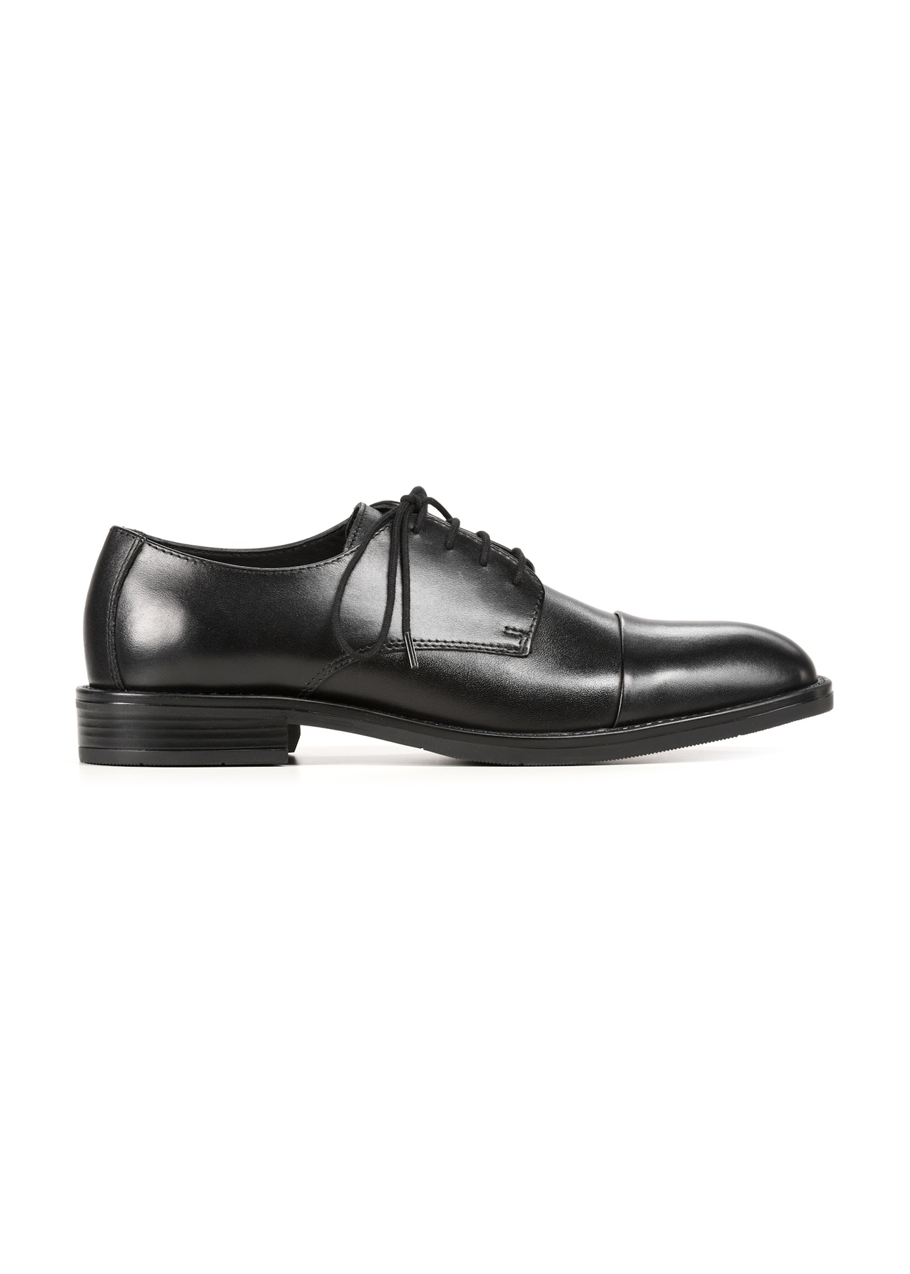 Black leather men's shoes BUTYM-0512-99(Z25), side view of the product on a white background.