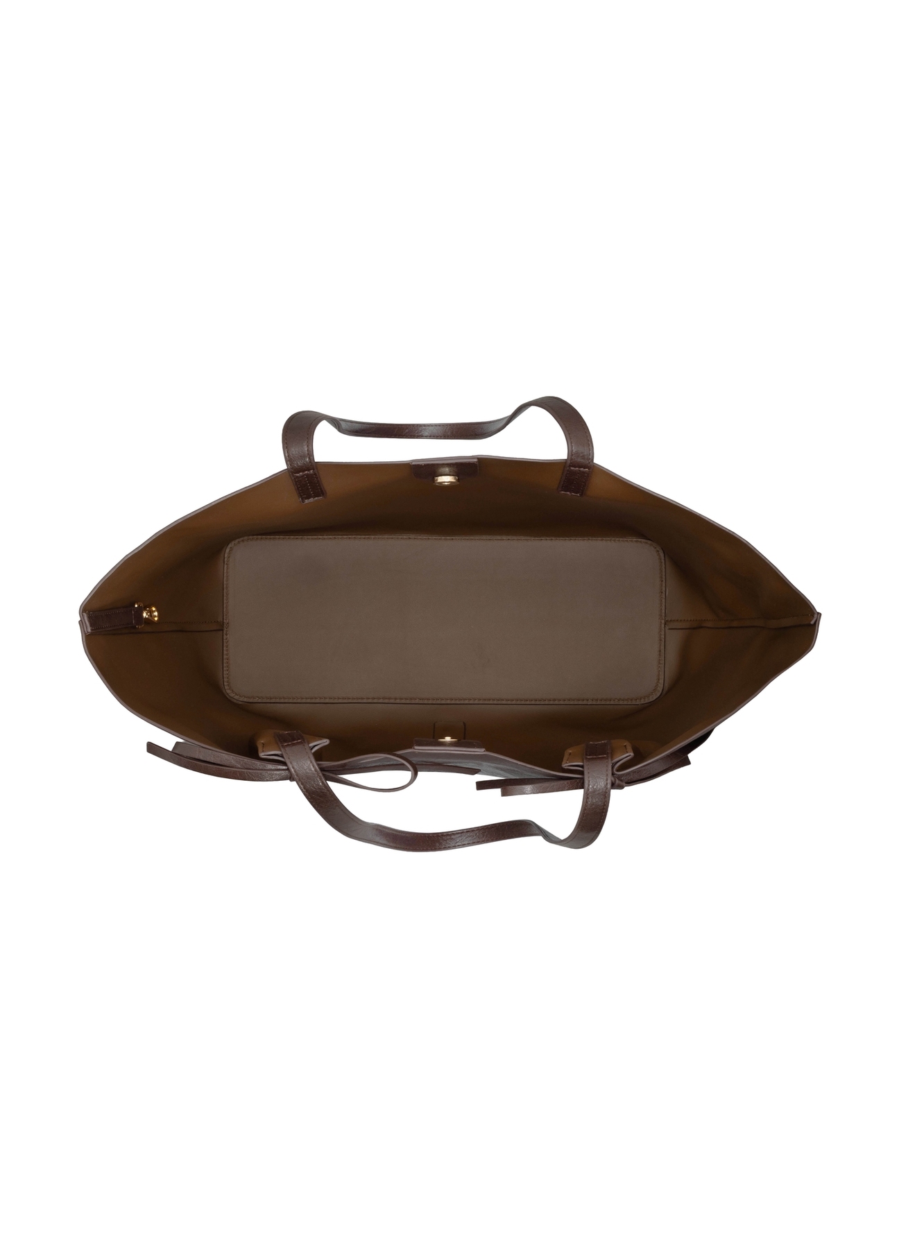 Brown classic women's shopper bag TOREC-1060-1H(Z26), product view from above on a white background.