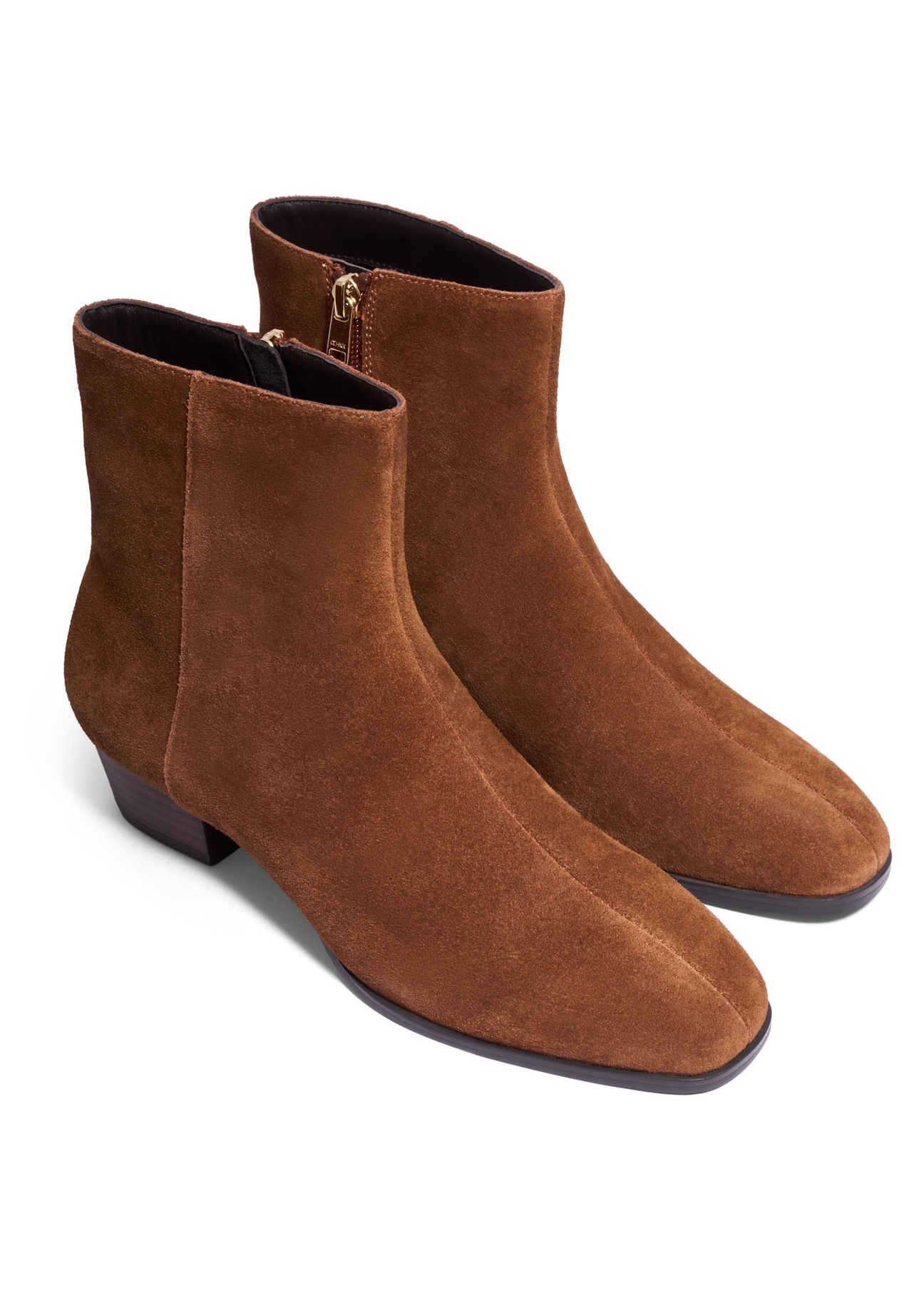 Light brown suede women's ankle boots BUTYD-1303-1G(Z26), diagonal product view on white background.