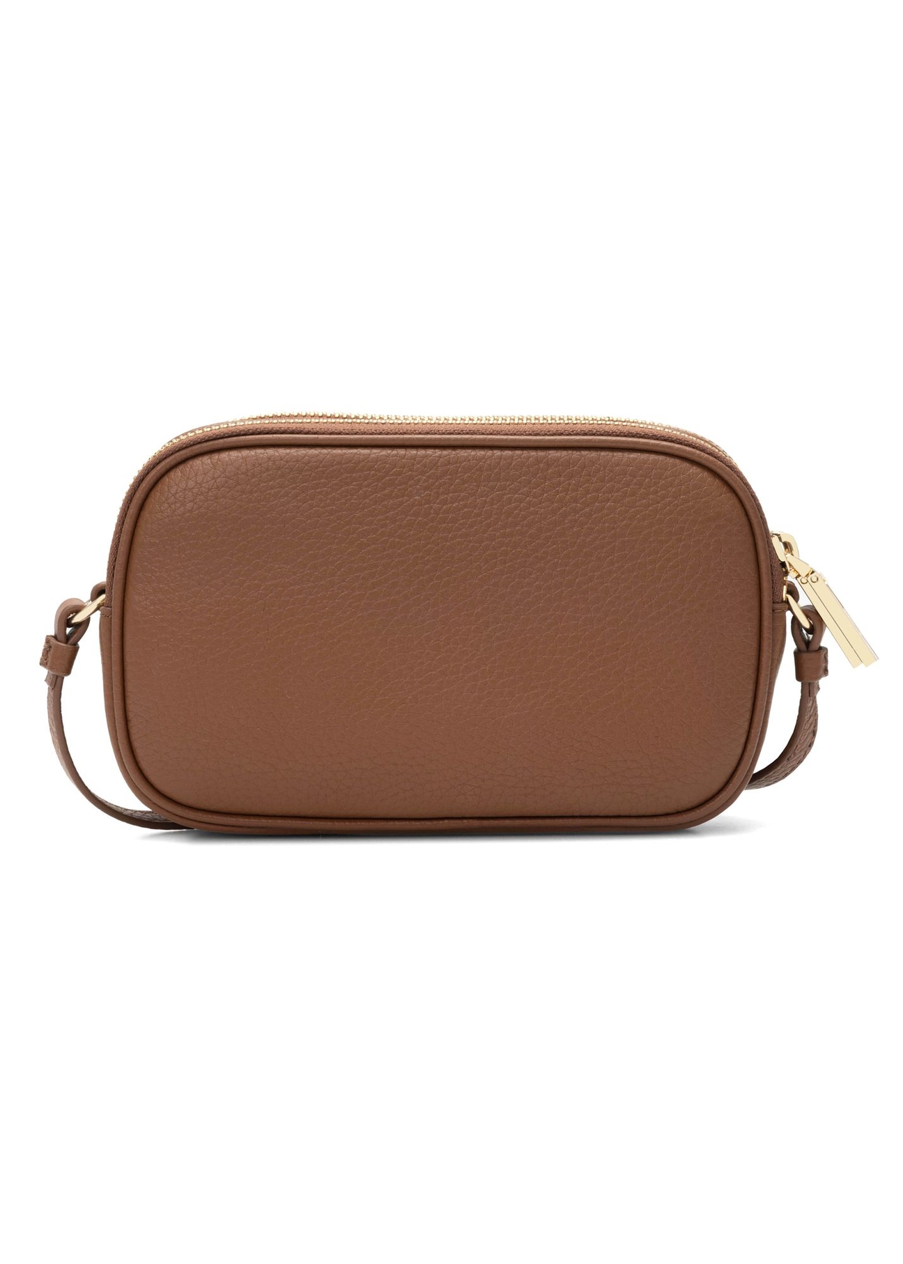 Small camel leather women's handbag TORES-0466E-1D(W26) - back view of the product on a white background.