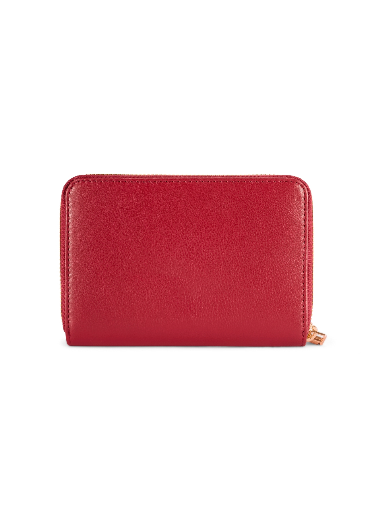Red medium leather women's wallet PORES-0992-4C(W26), product view from the back on a white background.