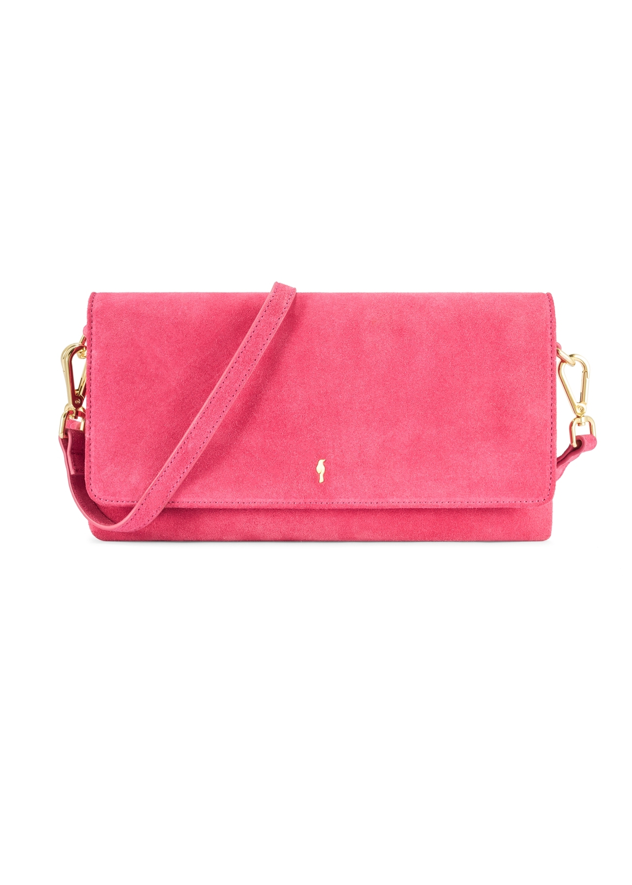 Pink suede women's handbag TORES-1247-5E(W26) - front product view, on white background.