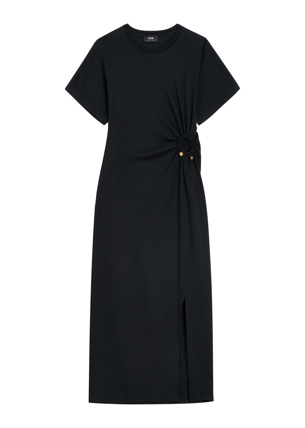 Black cotton midi dress SUKDT-0273-99(W26)