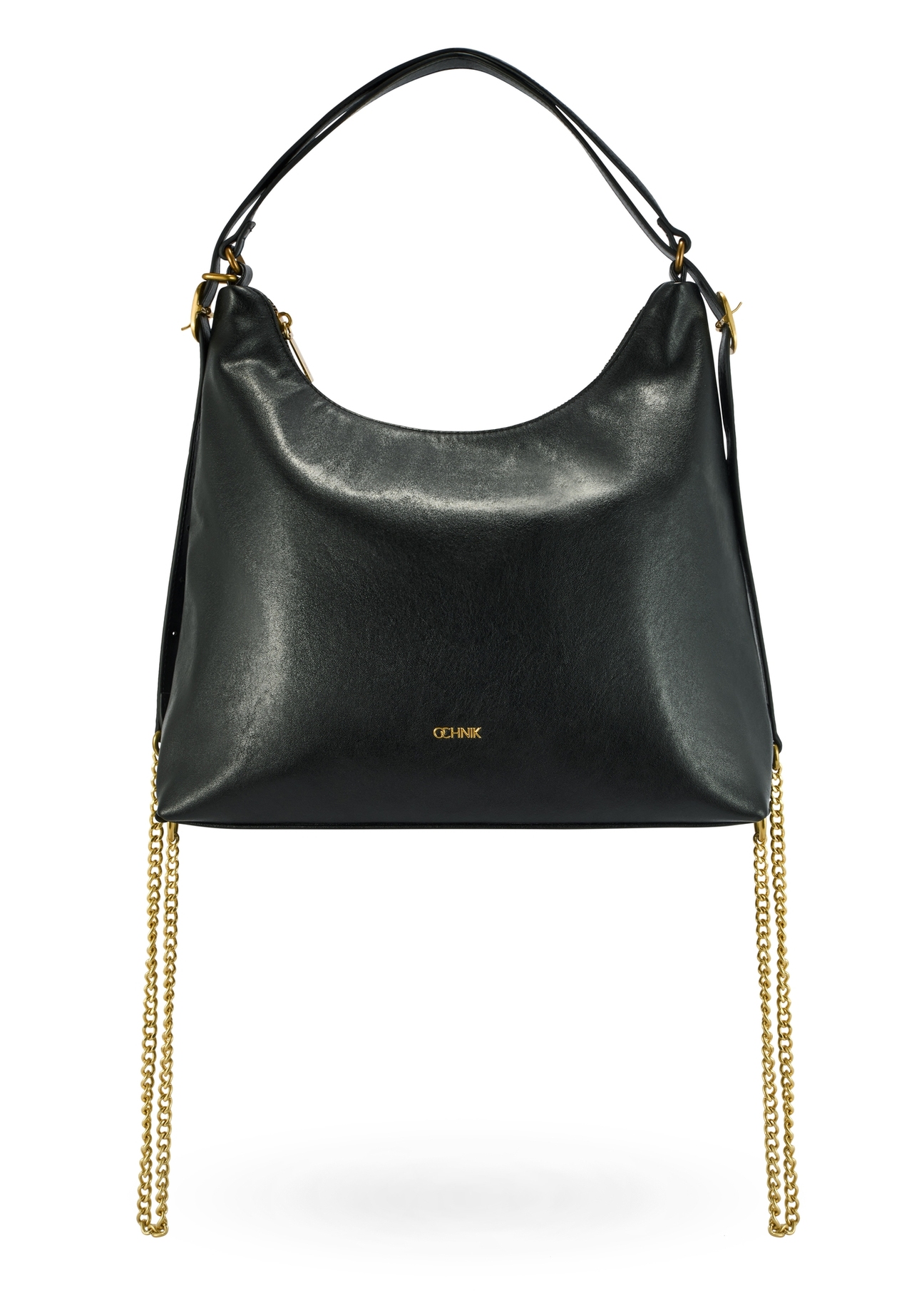 Black women's shopper bag TOREC-1083-99(Z25), product view from the front on a white background.-02