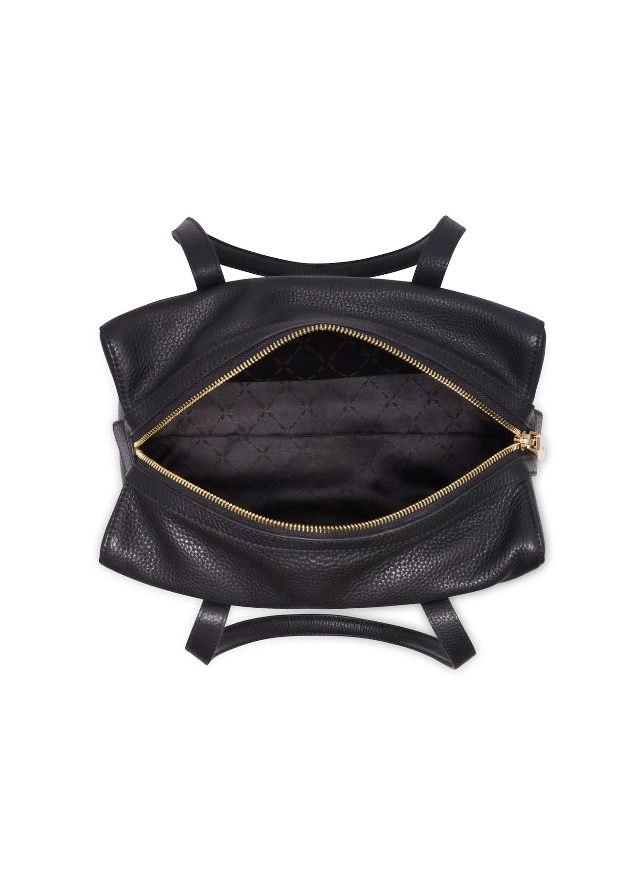 Women's leather handbag in black color TORES-1431-9I(Z26), product view inside on white background.