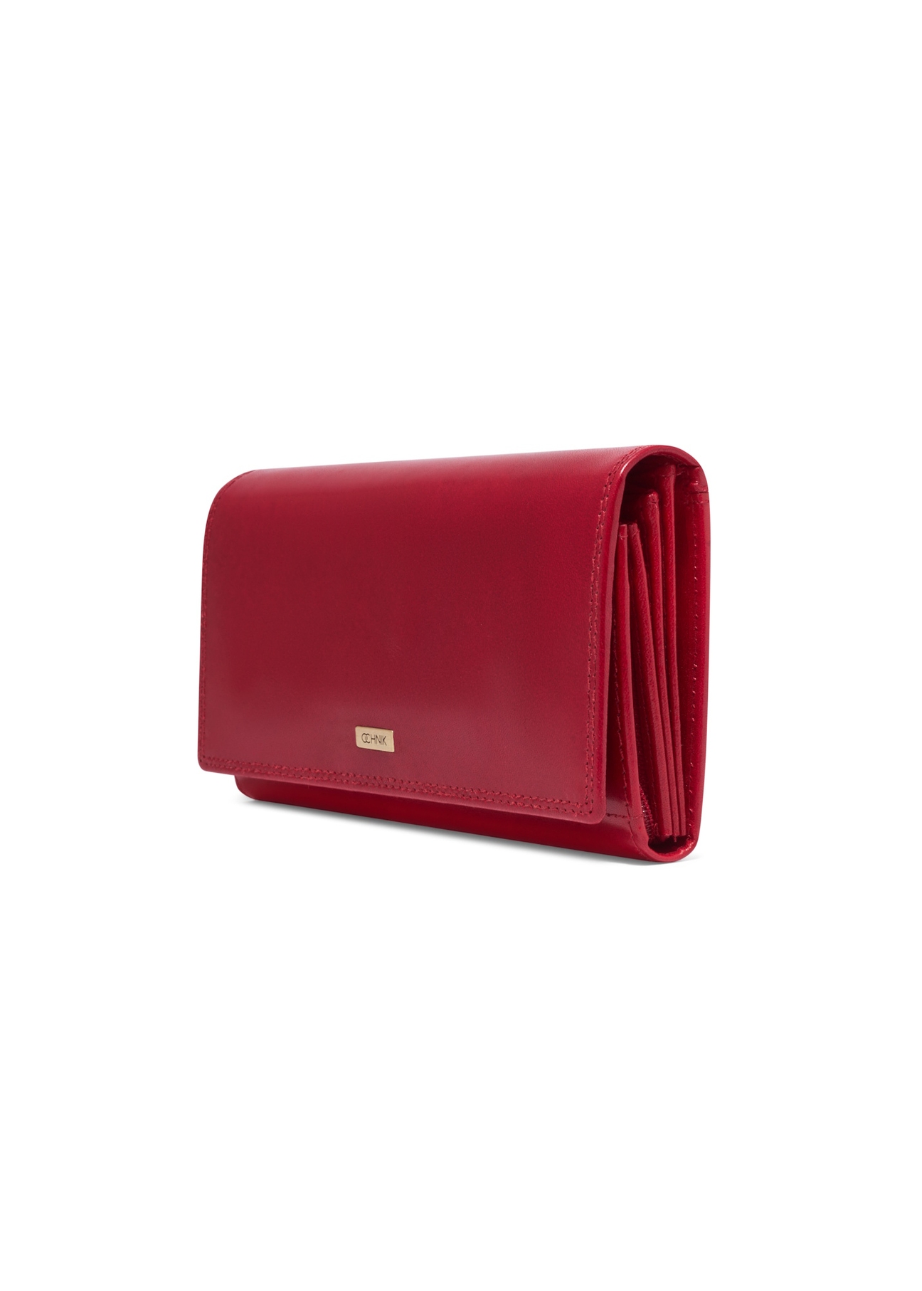 Red women's wallet PL-125-4B(KS), diagonal product view on white background.