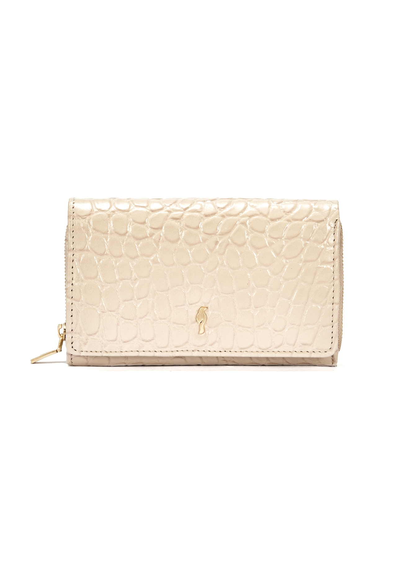 Cream croco leather women's wallet PORES-0956-12(W25)