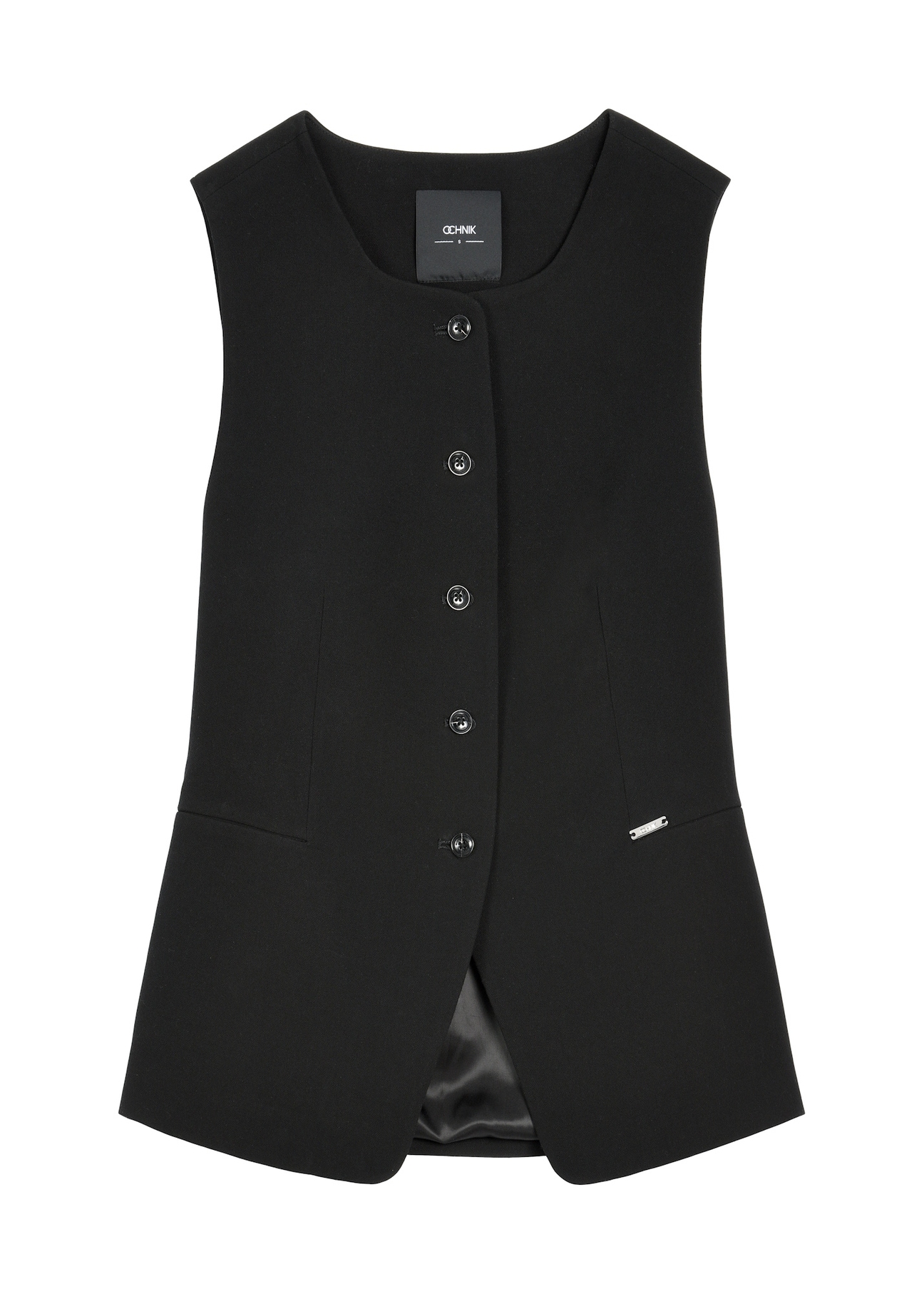 Black elegant women's vest KAMDT-0040-99(Z26) - front product view, on a white background.