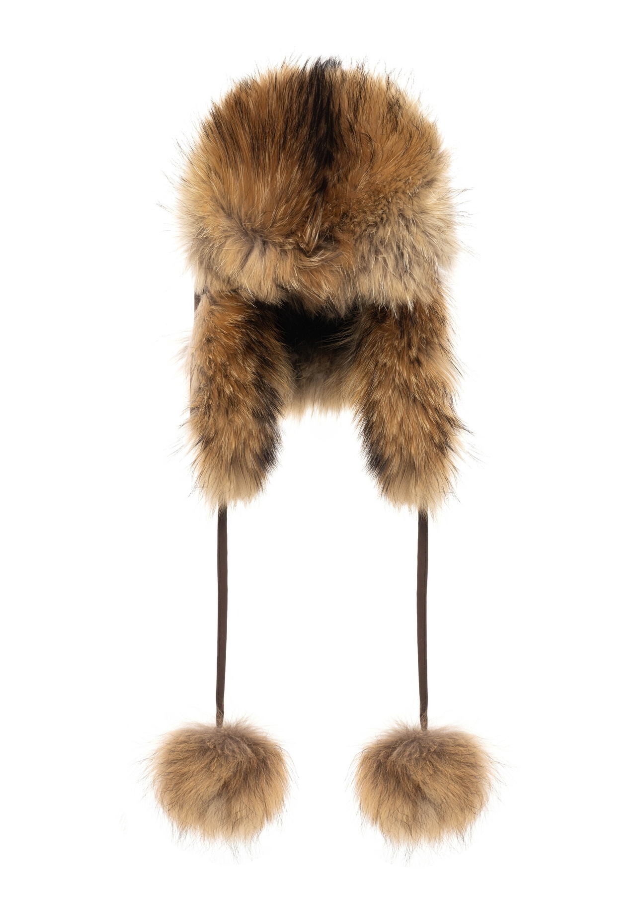 Women's hat with natural raccoon fur CZADF-0048-1I(Z26), front view on a white background.