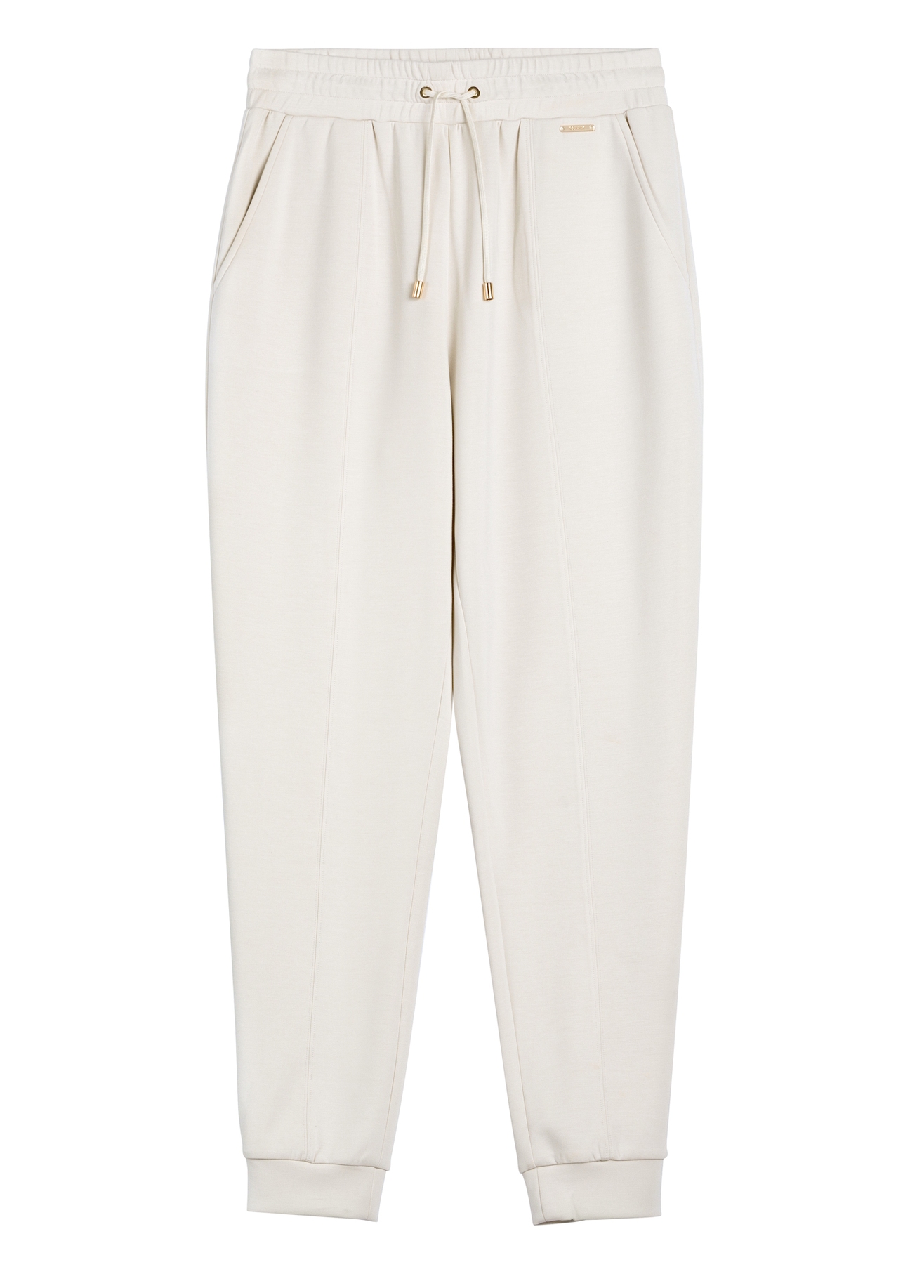 Light beige women's trousers SPODT-0108-1A(W26) - front product view, on white background.