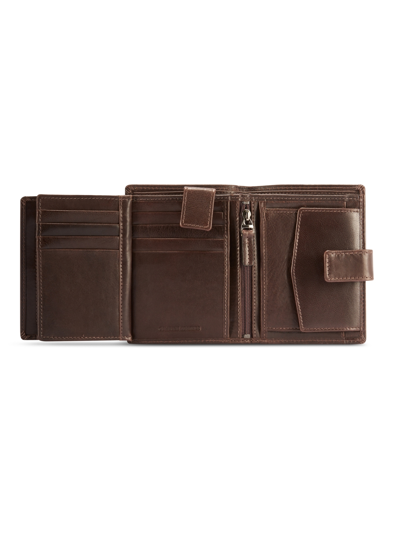 Medium brown men's wallet made of genuine leather PORMS-0670-89(Z25), product view from the inside on a white background.-02
