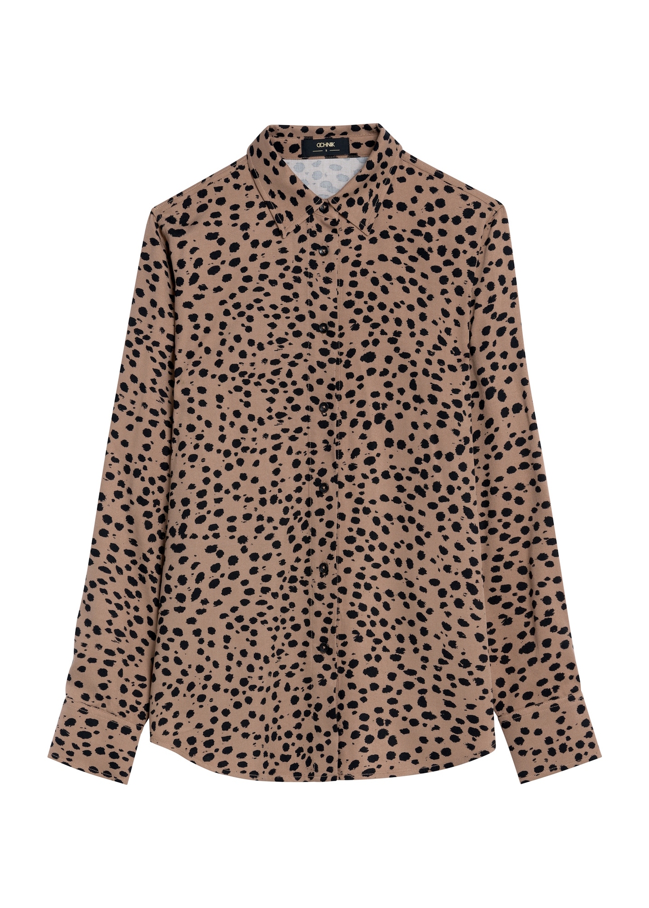 Dark beige women's shirt KOSDT-0173-24(Z25), front product view on white background.