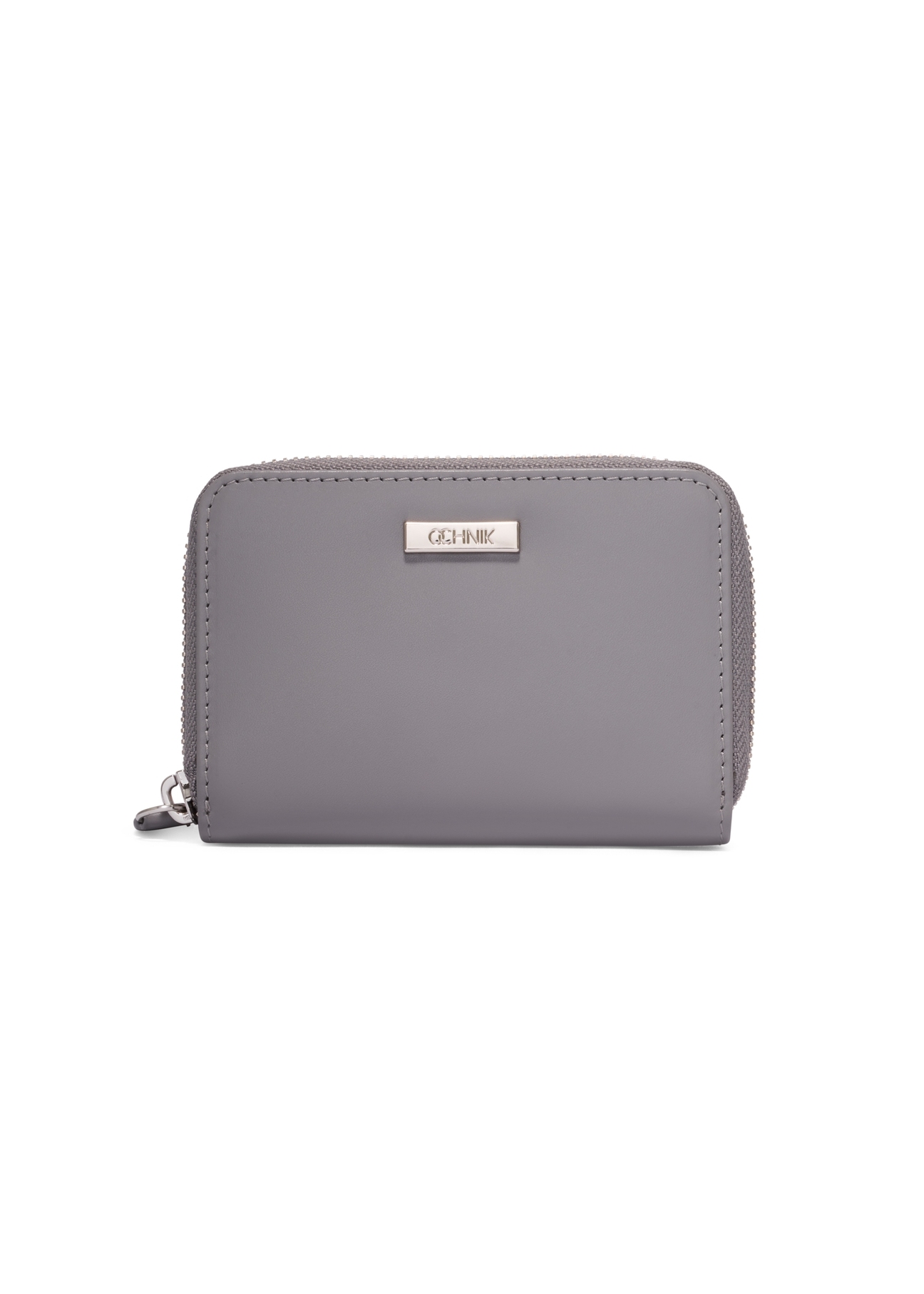 Graphite medium leather women's wallet PORES-1023-9D(Z26) - front product view, on white background.