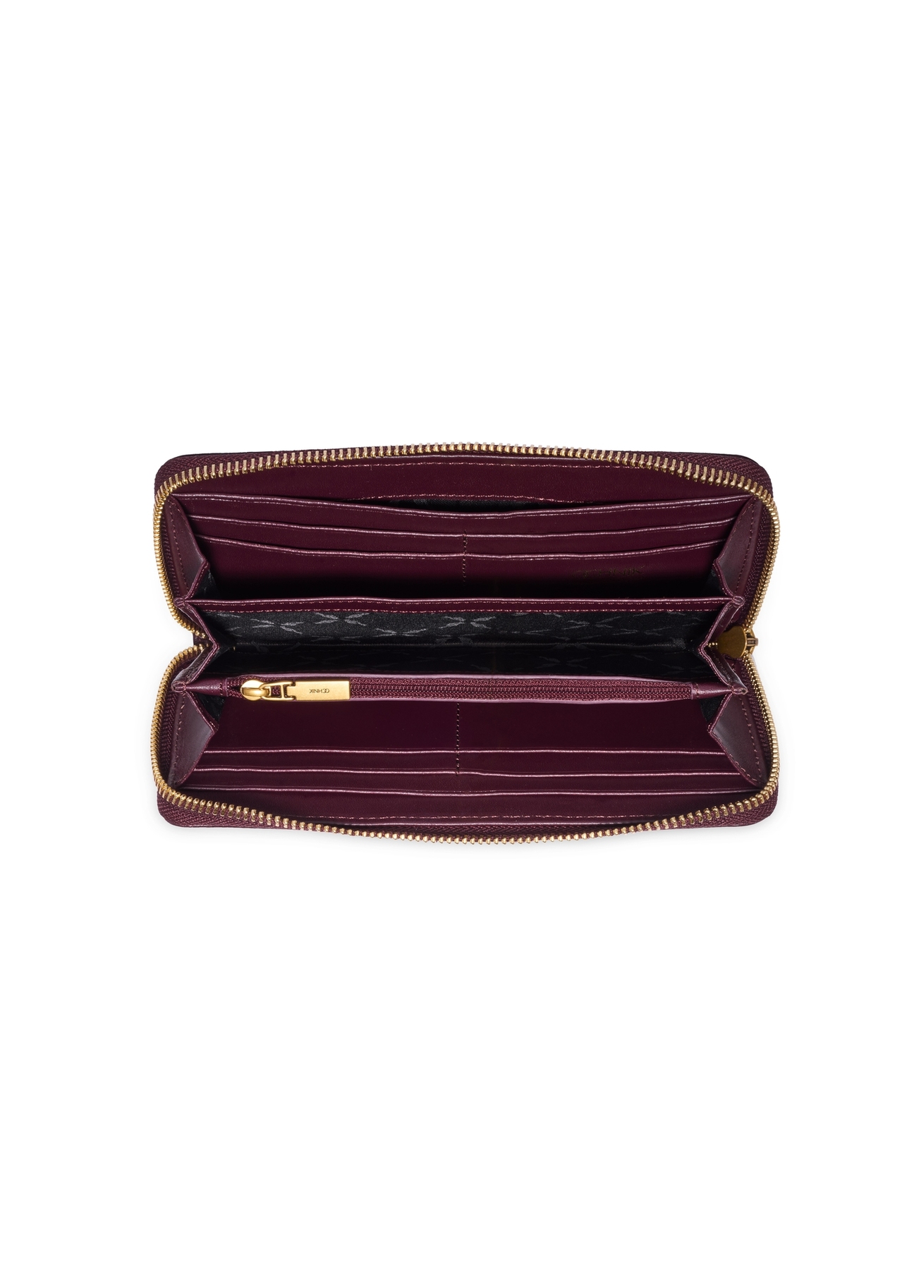 Burgundy quilted leather women's wallet PORES-1009-4D(Z26), product view inside on white background.