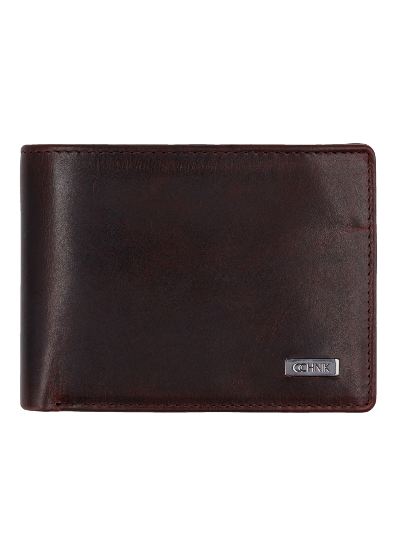Brown leather men's wallet PORMS-0727-1I(Z26), front view on a white background.