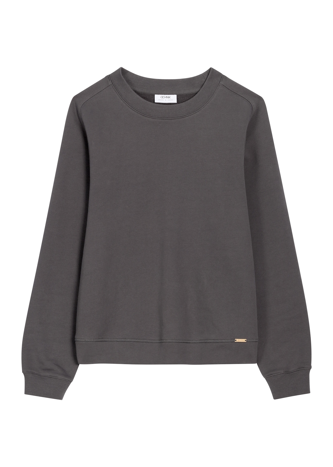 Women's cotton sweatshirt in graphite color BLZDT-0123-9D(Z26), front product view on white background.