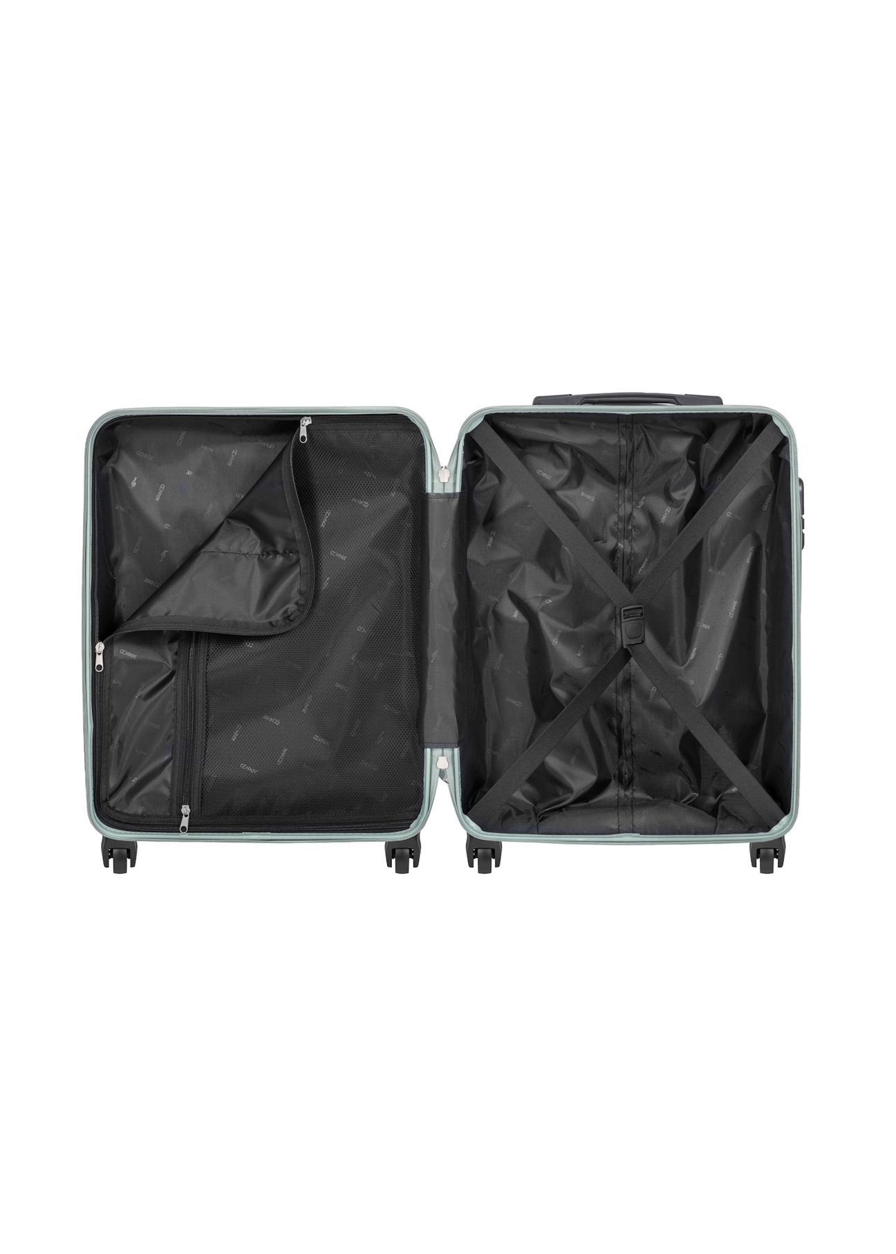 Small suitcase on wheels WALAB-0081-8F-19(W26), product view inside on white background.