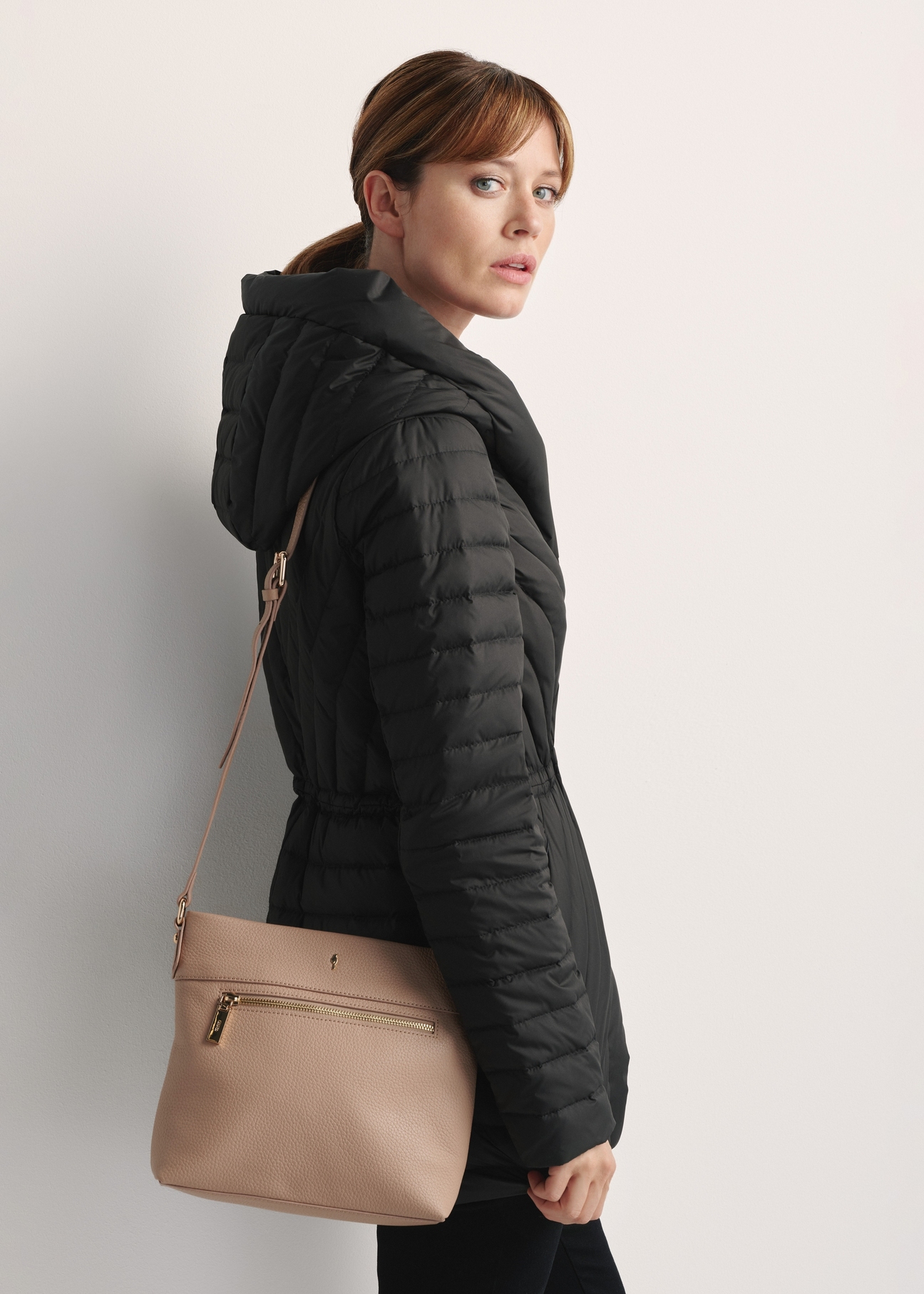 Beige leather women's shoulder bag TORES-0896D-81(Z25)