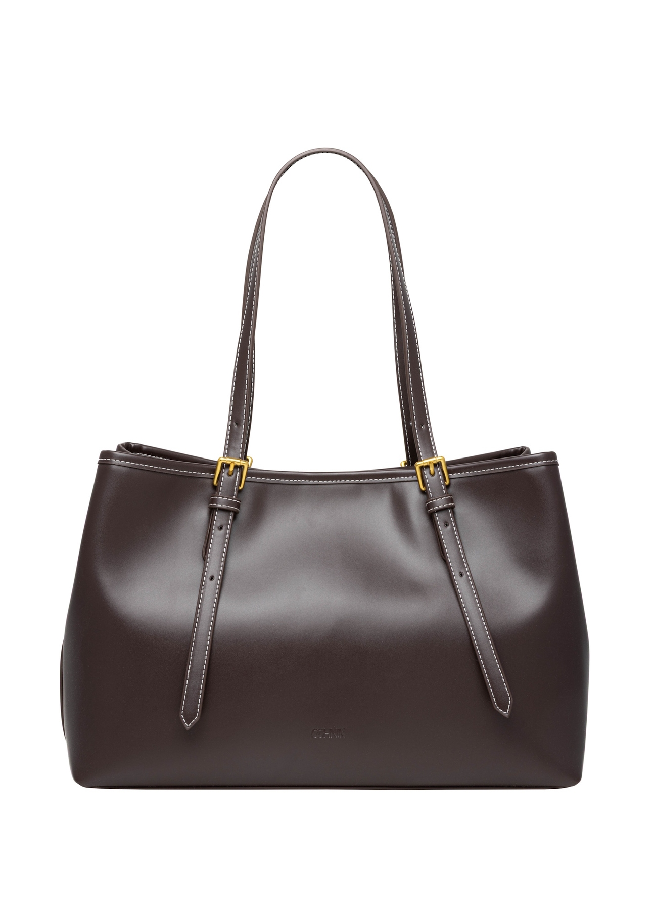 Large brown shopper bag TOREC-1381-1H(Z26), front view of the product on a white background.