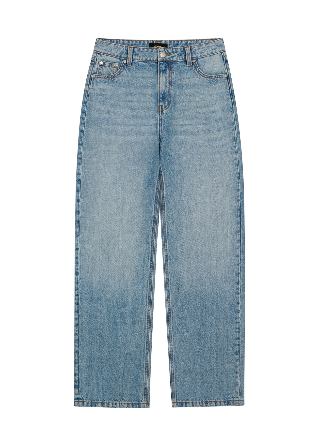 Blue women's denim pants JEADT-0016-7A(Z26) - front product view, on white background.