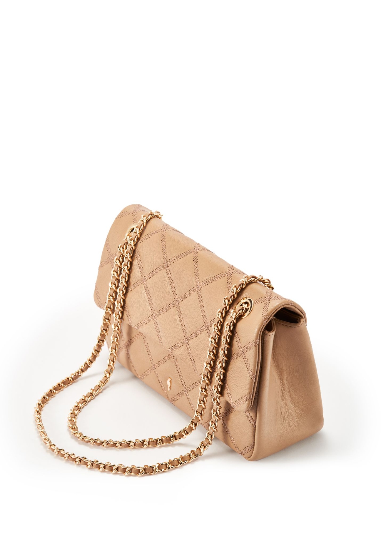 Beige leather women's handbag with chain TORES-1110-81(W25)-06