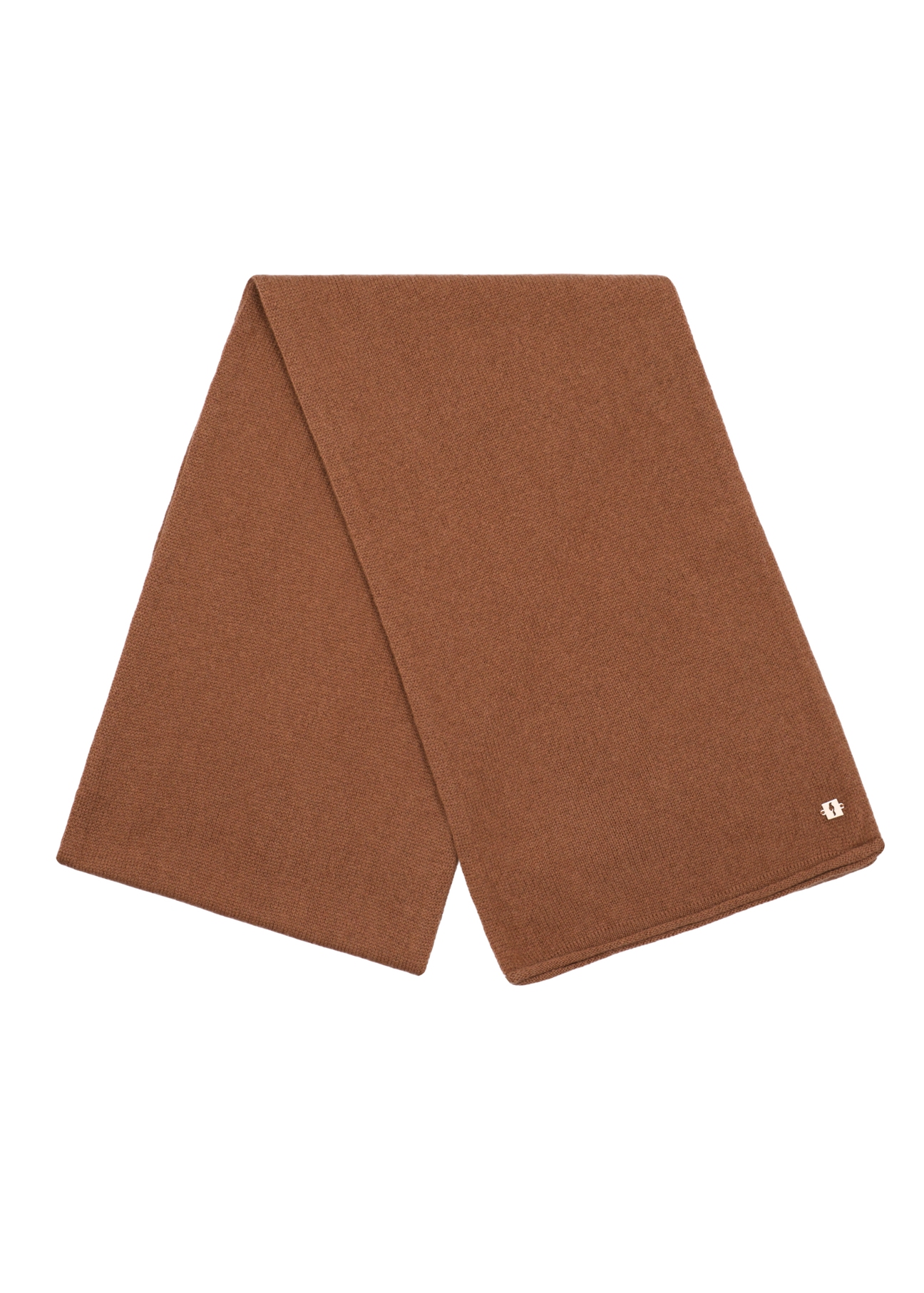 Women's cashmere scarf in camel color SZADT-0093-1D(Z26) - product view from above, on a white background.