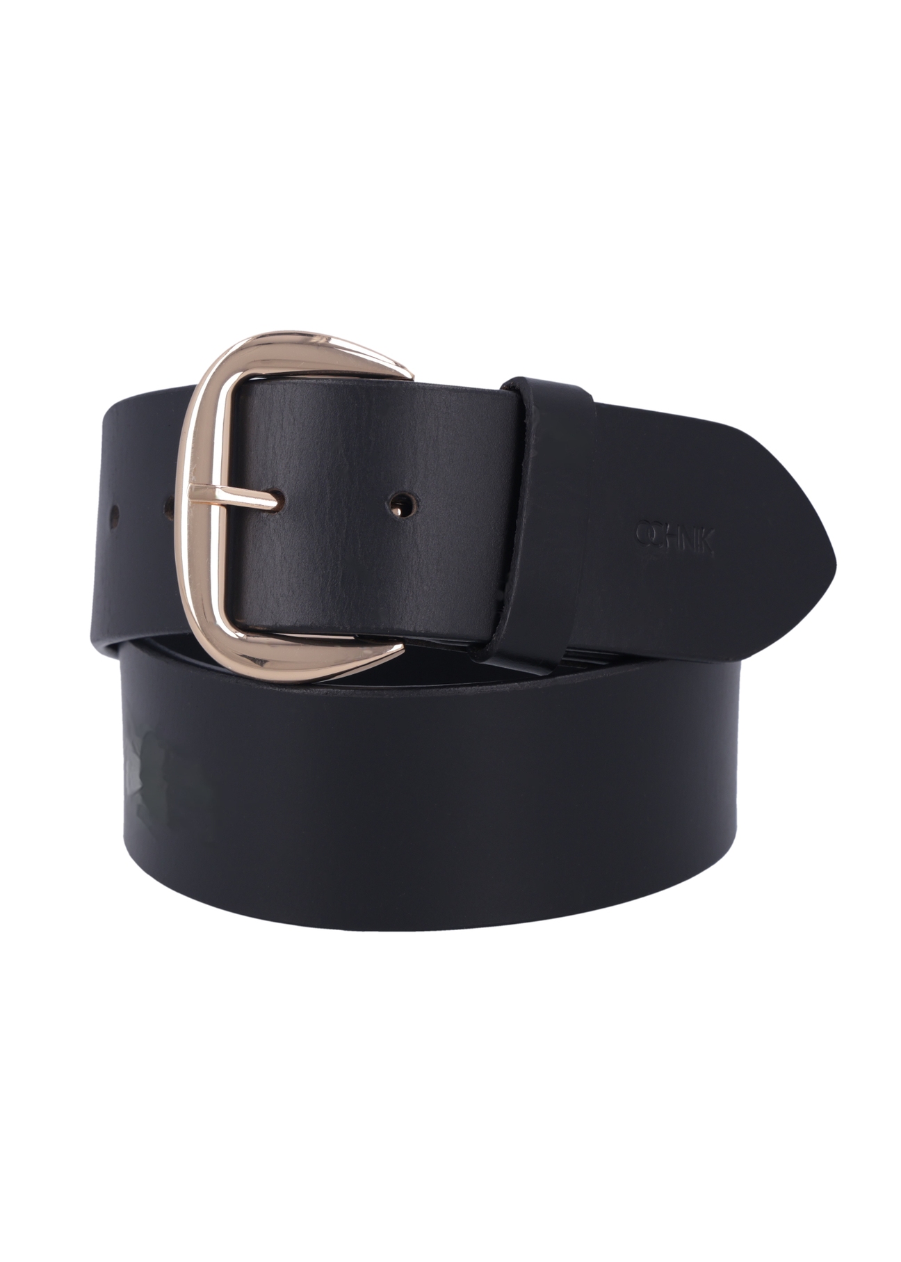 Black wide leather women's belt PASDS-0349-99(Z26), front product view on white background.
