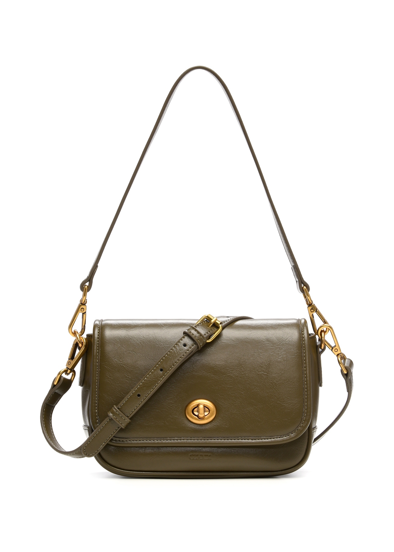 Small women's khaki handbag TOREC-1249-8D(Z26), front product view on a light background.