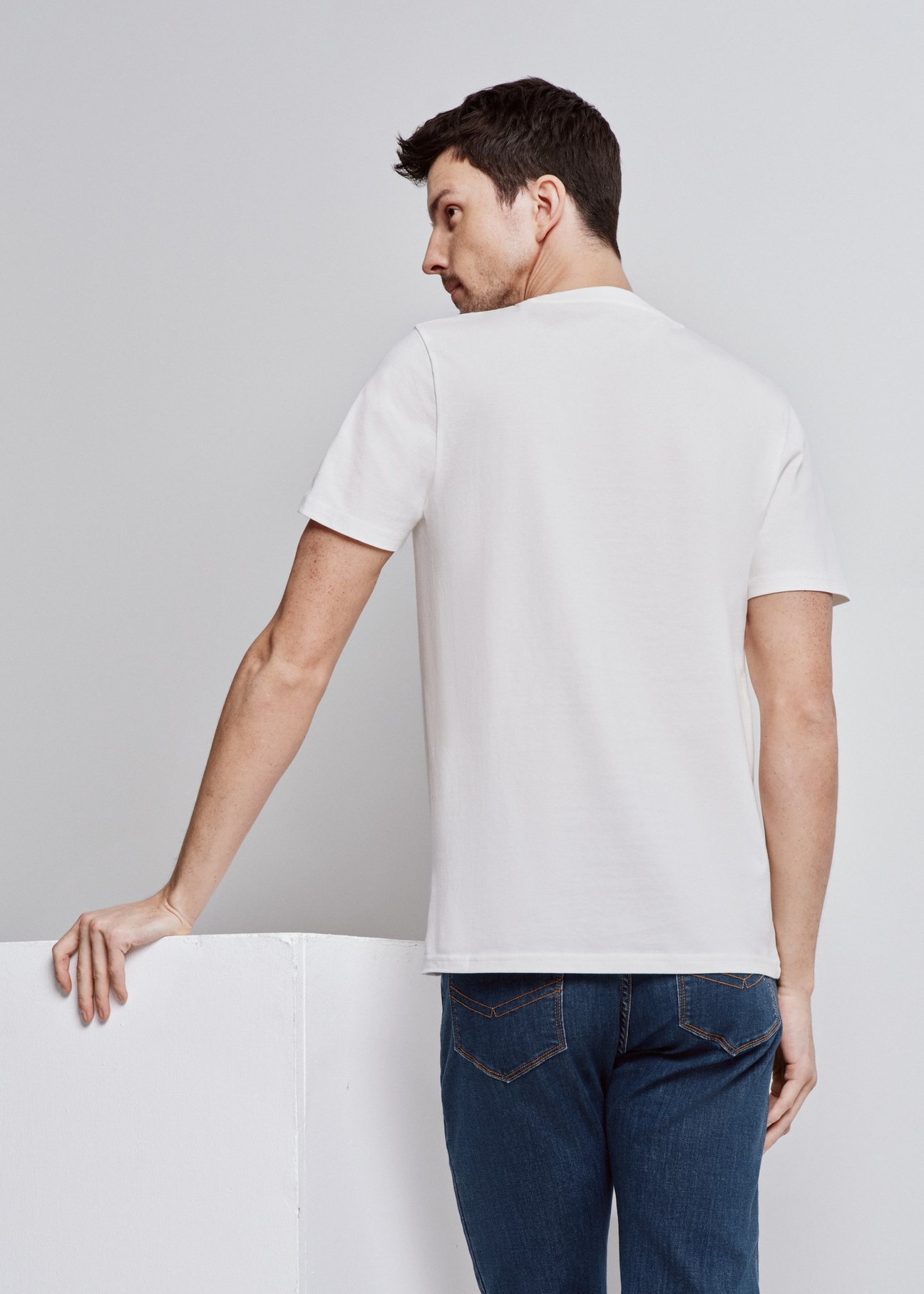 Cream Printed Men's T-shirt TSHMT-0106-12(W24)-02