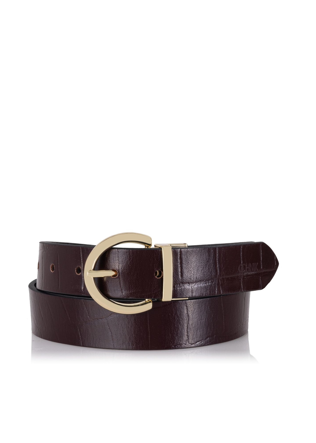 Two-sided burgundy and black women's belt PASDS-0175-49(Z22)-01