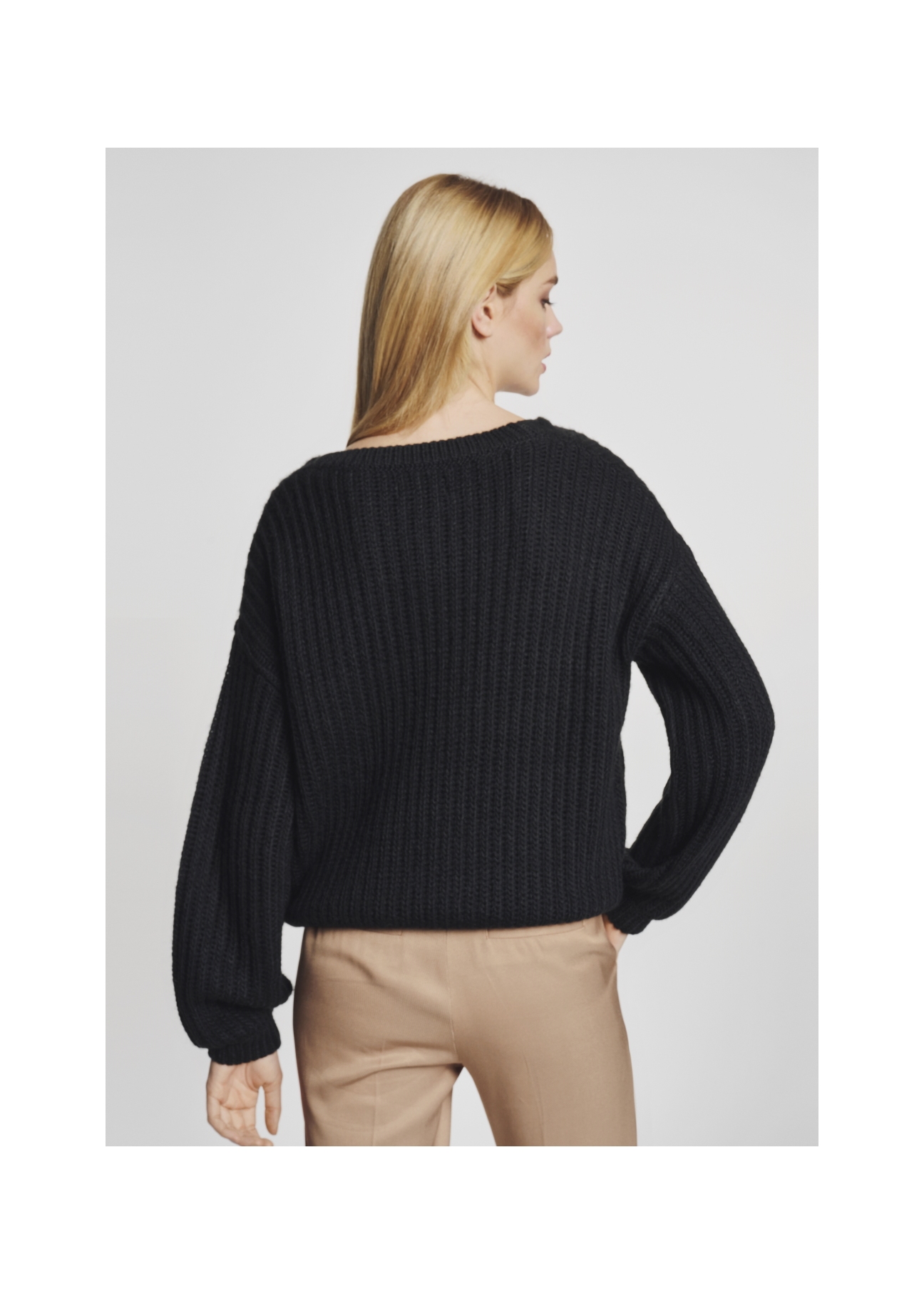 Women's V neck sweater SWEDT-0144-99(Z21)-04