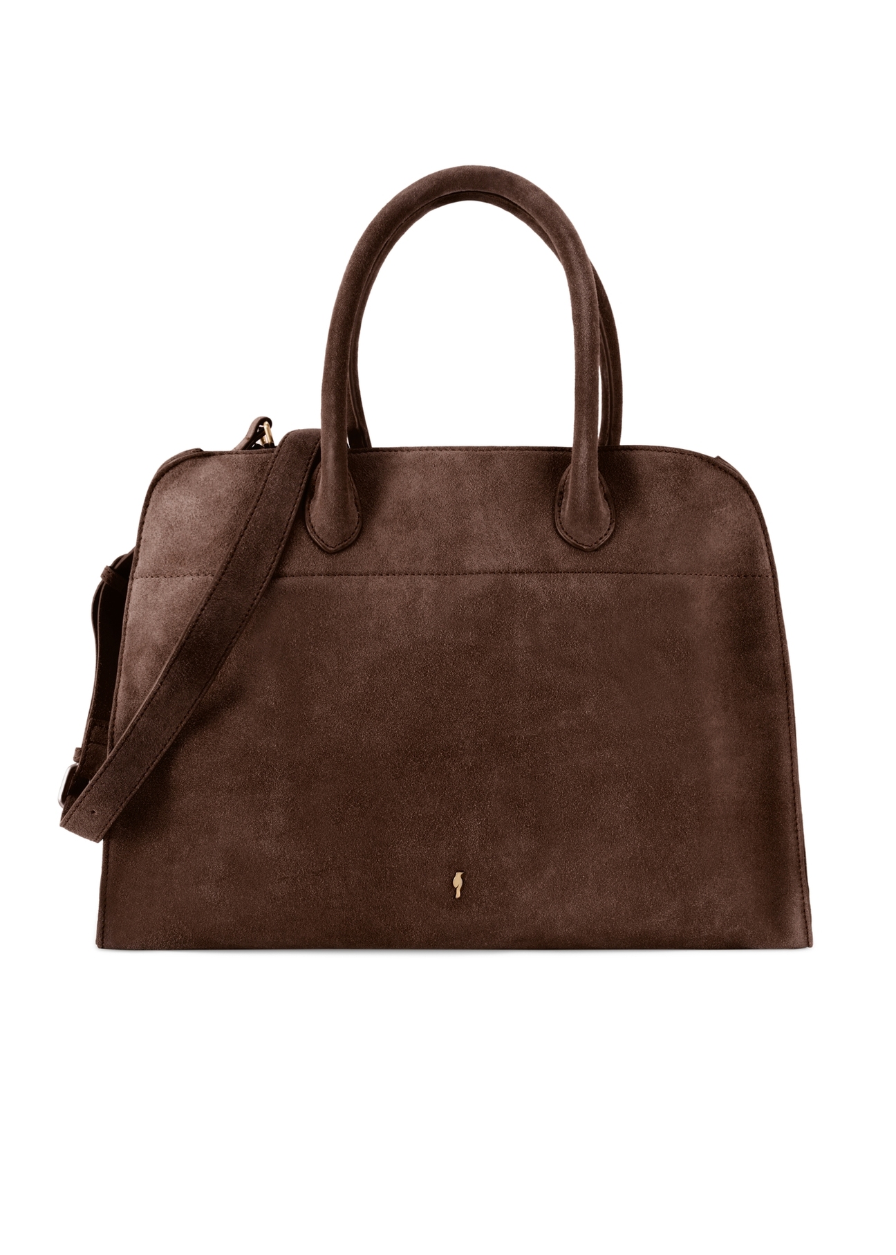 Brown suede handbag TORES-1191-89(Z25), product view from the front on a white background.
