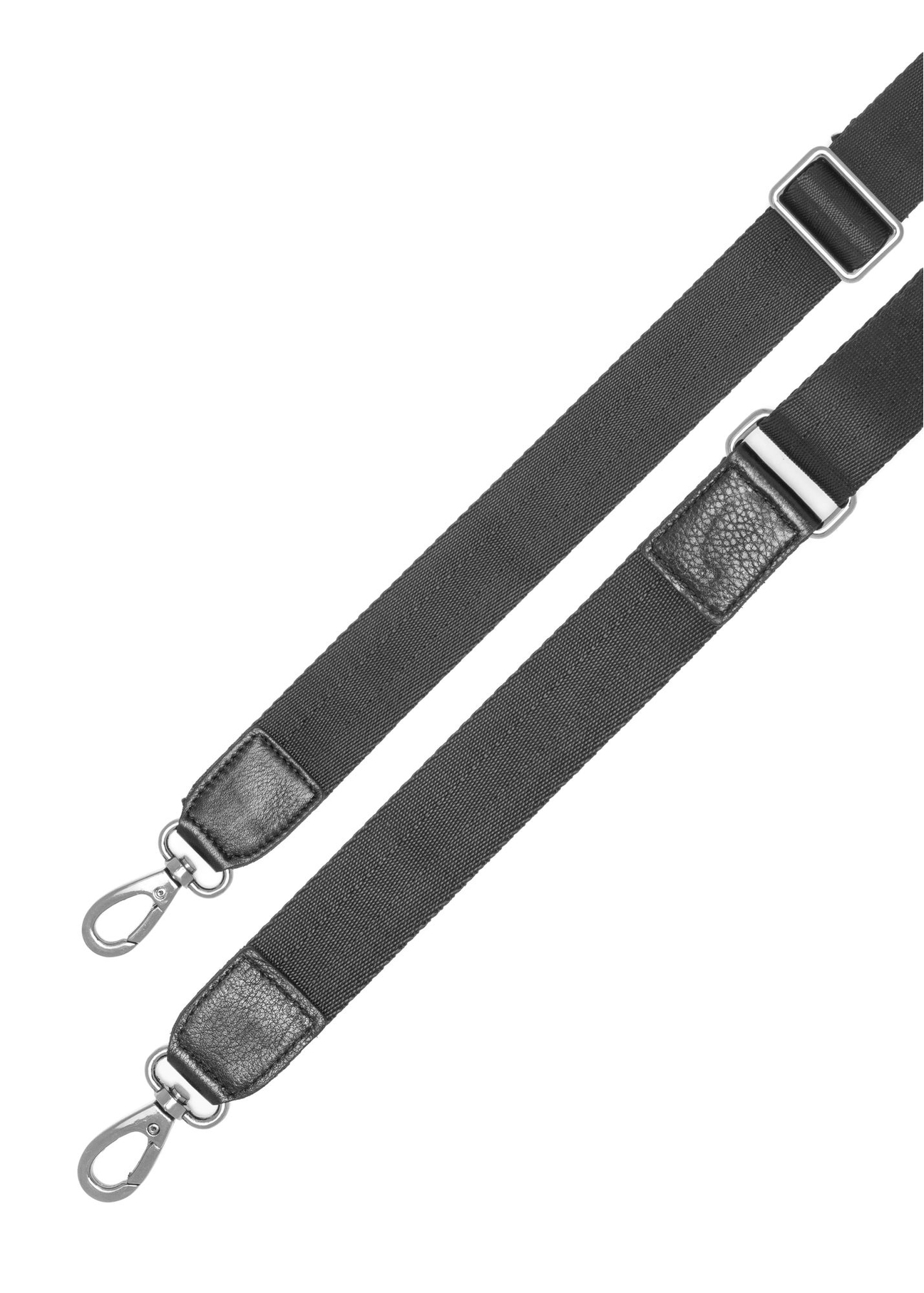 Black leather men's travel bag TORMS-0500-99(W26) - close-up detail, on white background.