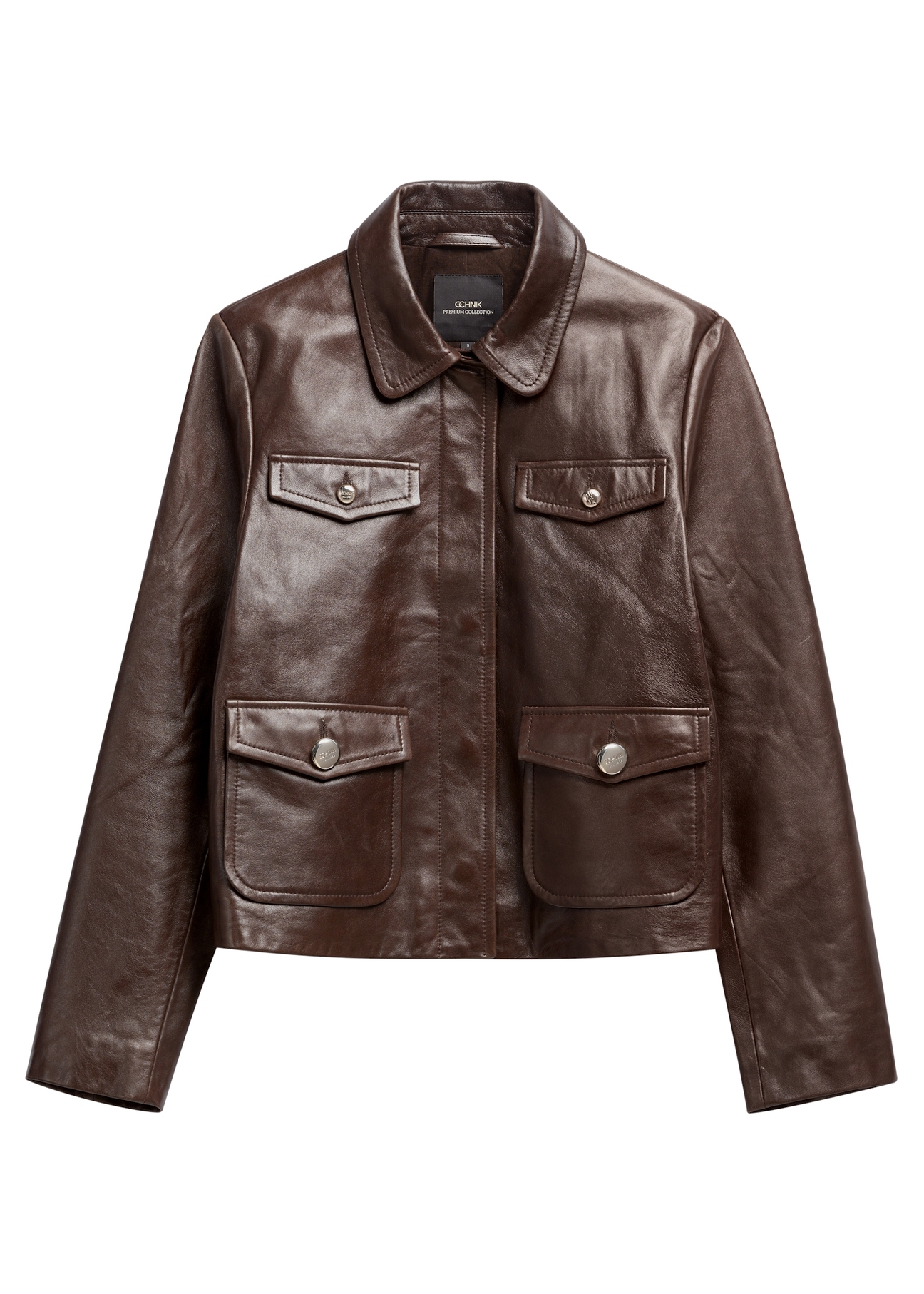 Dark brown women's leather jacket KURDS-0589-1I(W26)