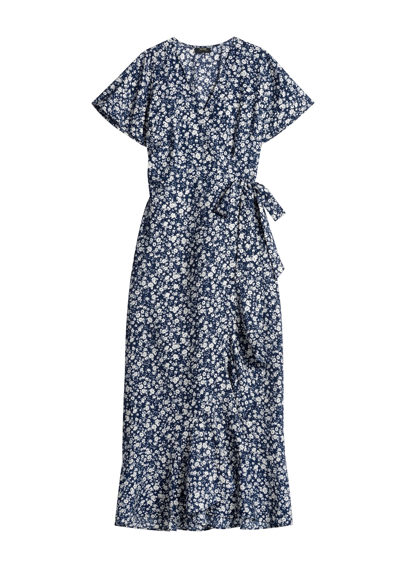 Long floral dress SUKDT-0233-7P(W26), front product view on white background.