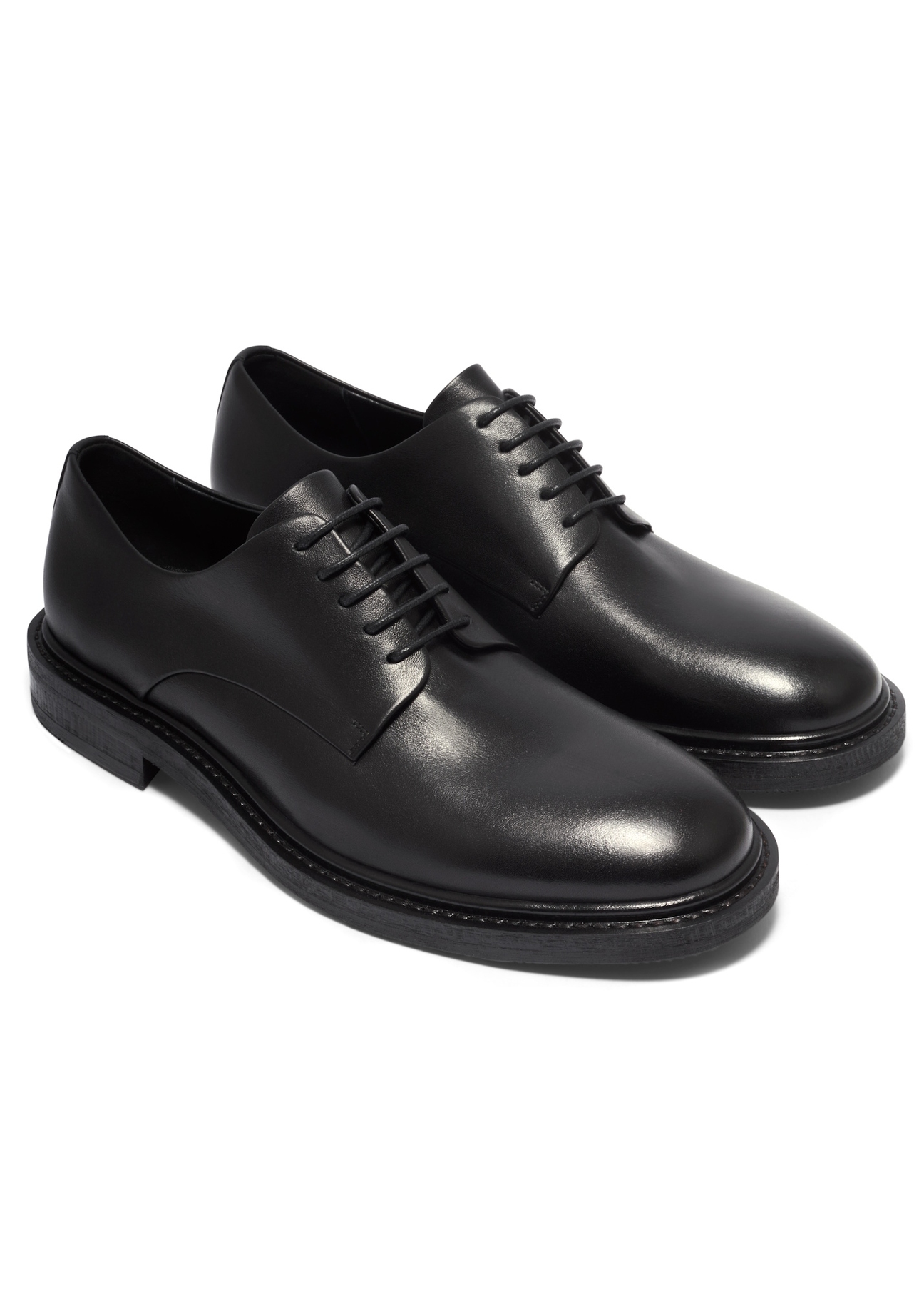 Black men's leather shoes BUTYM-0553-99(Z26), diagonal product view on a white background.