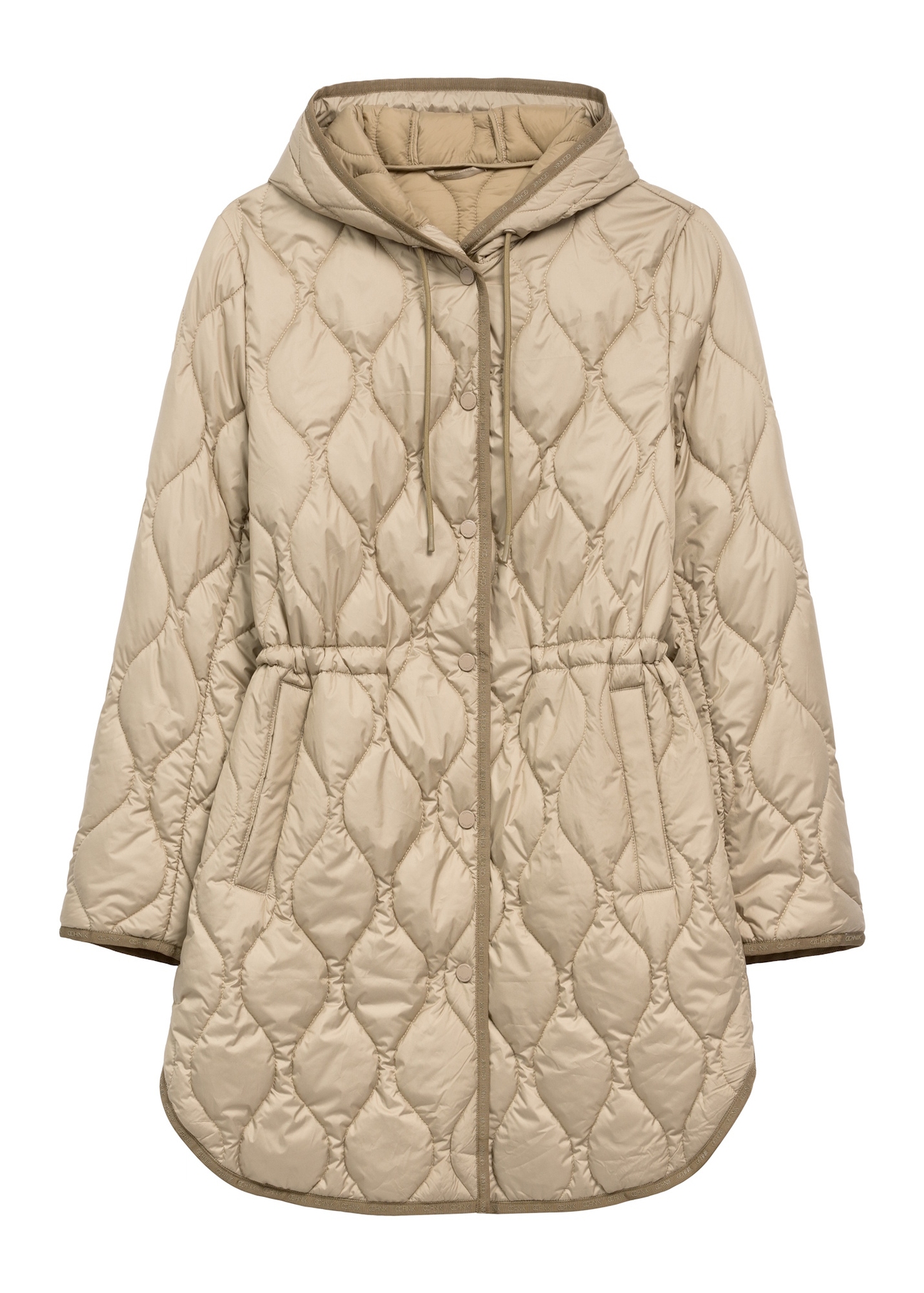 Dark beige women's quilted jacket KURDT-0654-1B(W26) - front product view on white background.