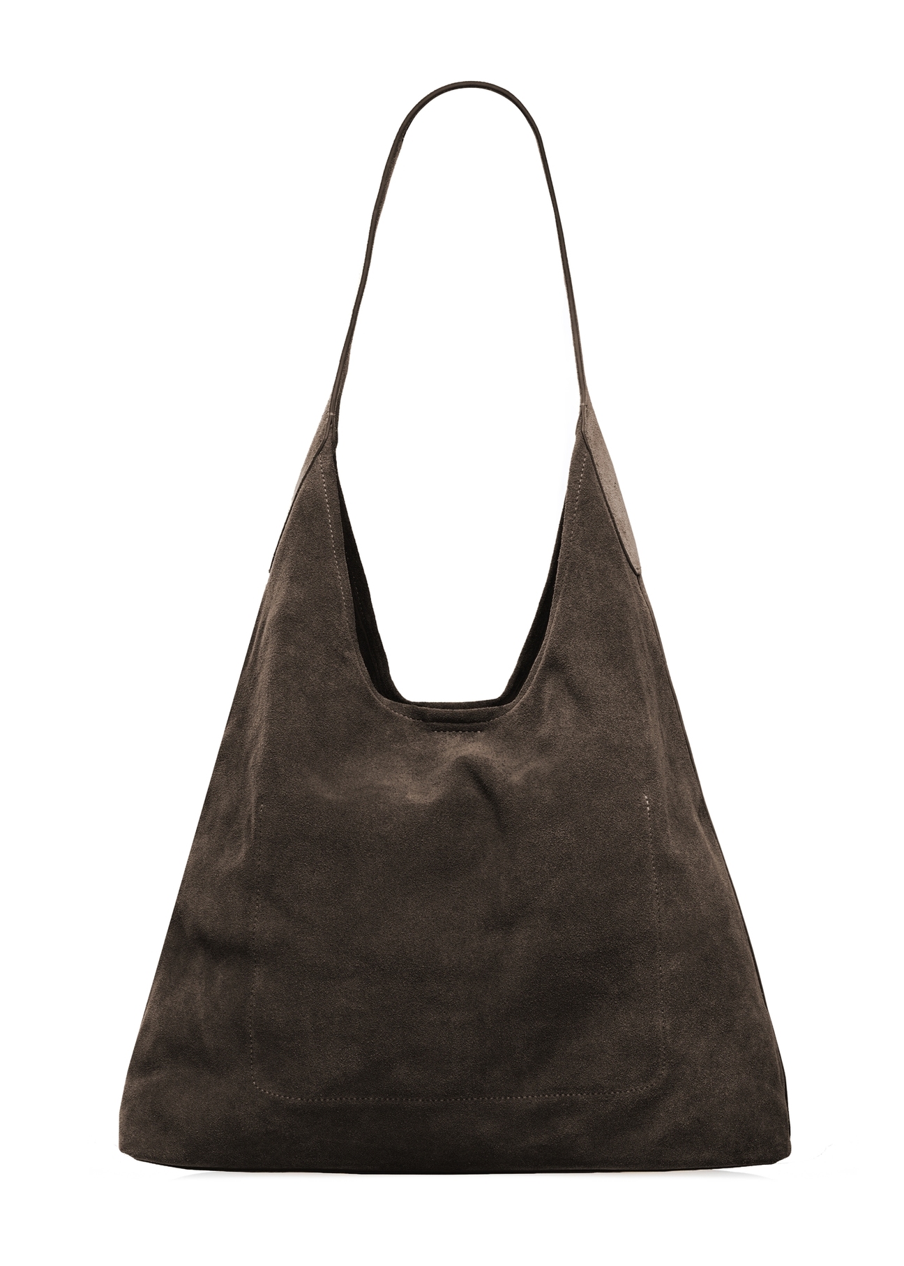 Dark brown leather shopper bag TORES-1307-1I(W26), product view from the back on a white background.