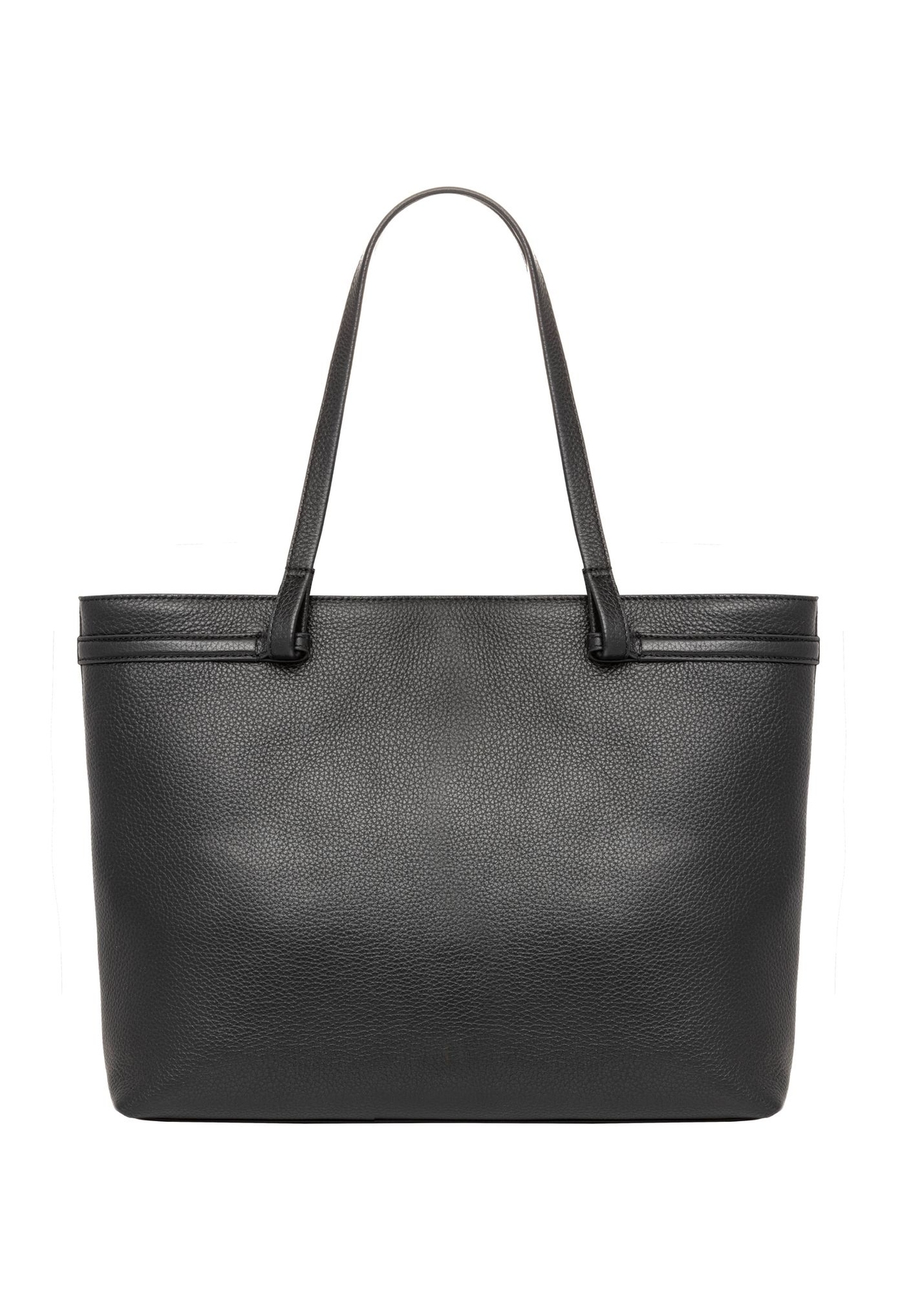 Women's black leather shoulder shopper bag TORES-1357-9I(Z26) - back view of the product on a white background.