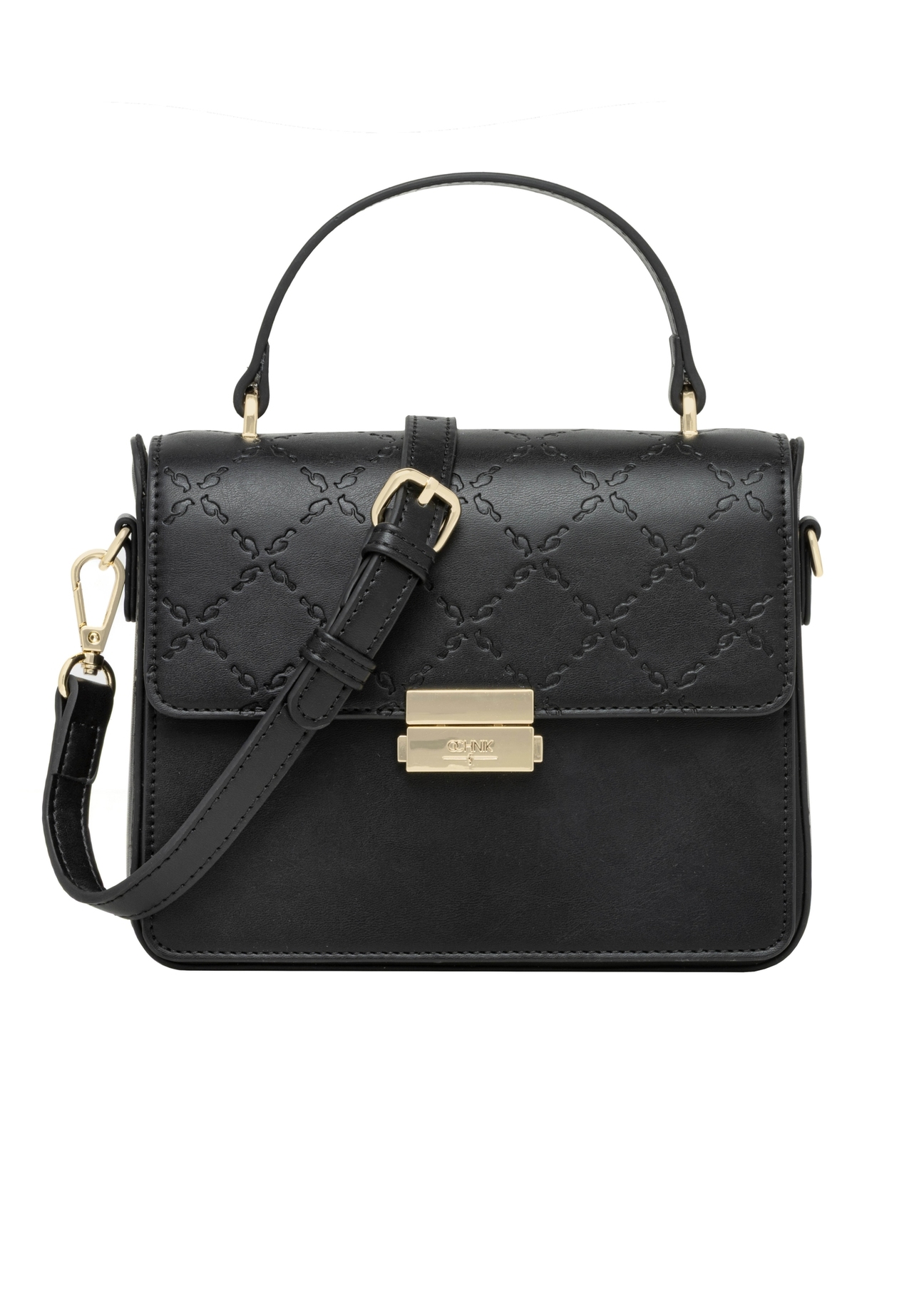 Small black monogrammed trunk bag TOREC-1292-9P(Z26), front view of the product on a white background.