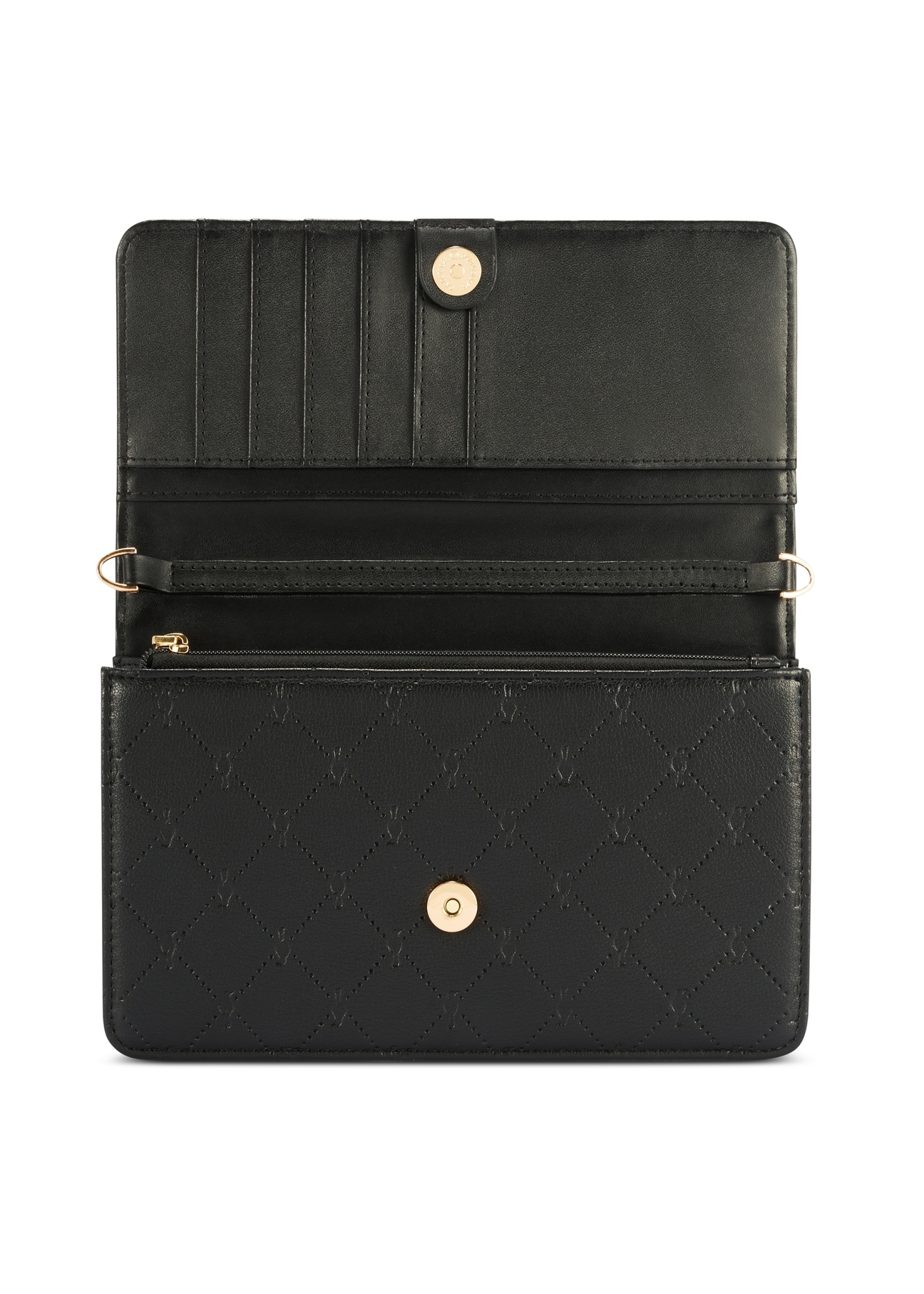 Small women's handbag in black TOREC-1178-9P(W26), front product view on white background.