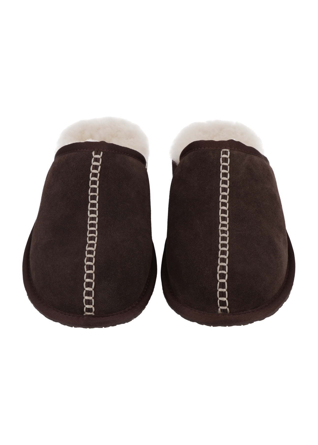 Men's dark brown suede slippers BUTYM-0552-1I(Z26), front view of the product on a white background.