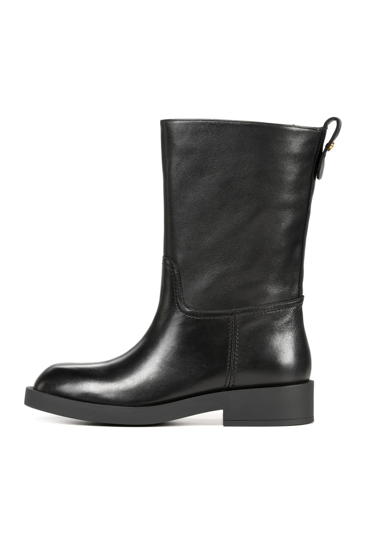 Women's leather ankle boots BUTYD-1216-99(Z25), side view of the product on a white background.-02