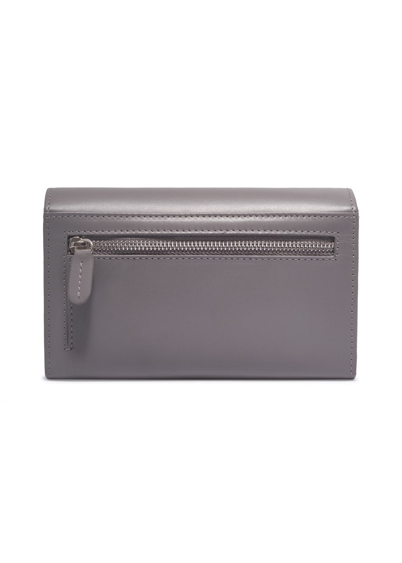 Graphite large leather women's wallet PORES-1024-9D(Z26) - product view from the back, on a white background.